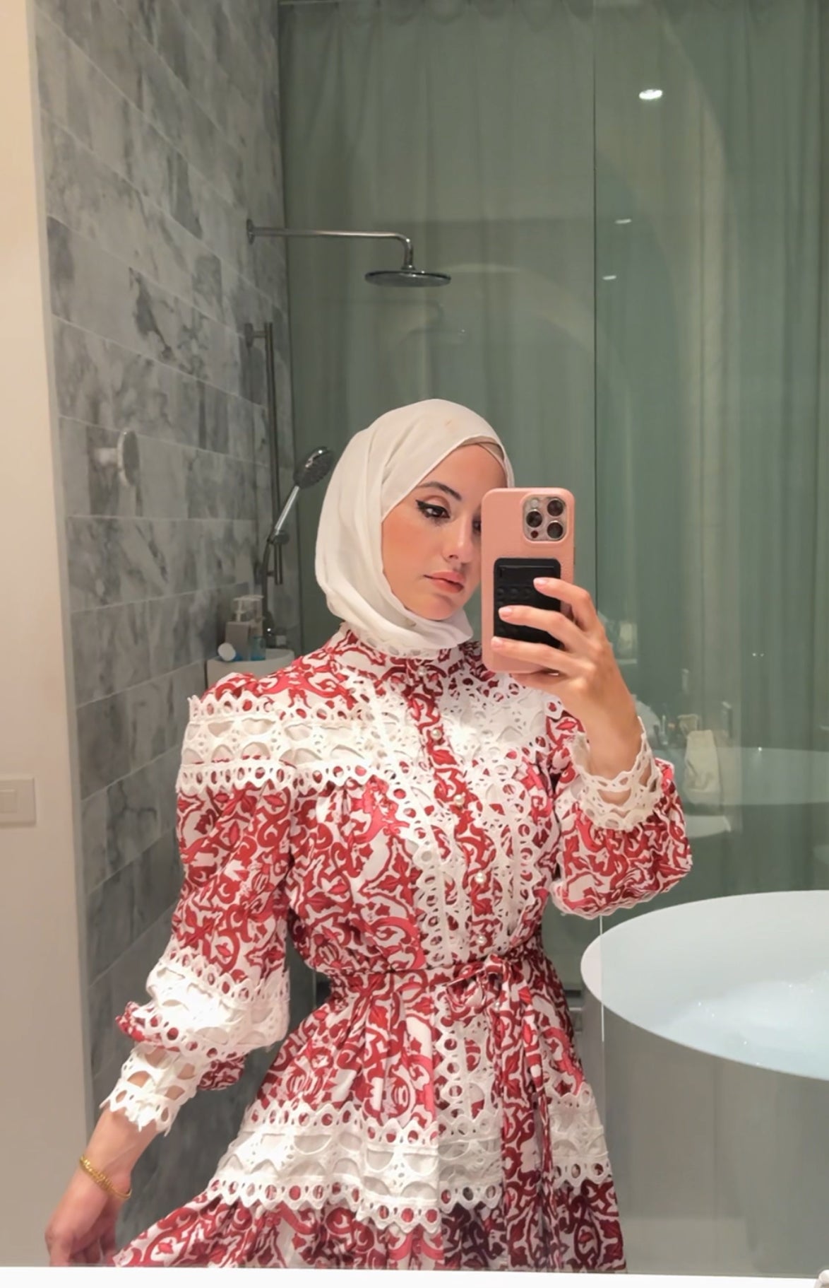Red lace dress