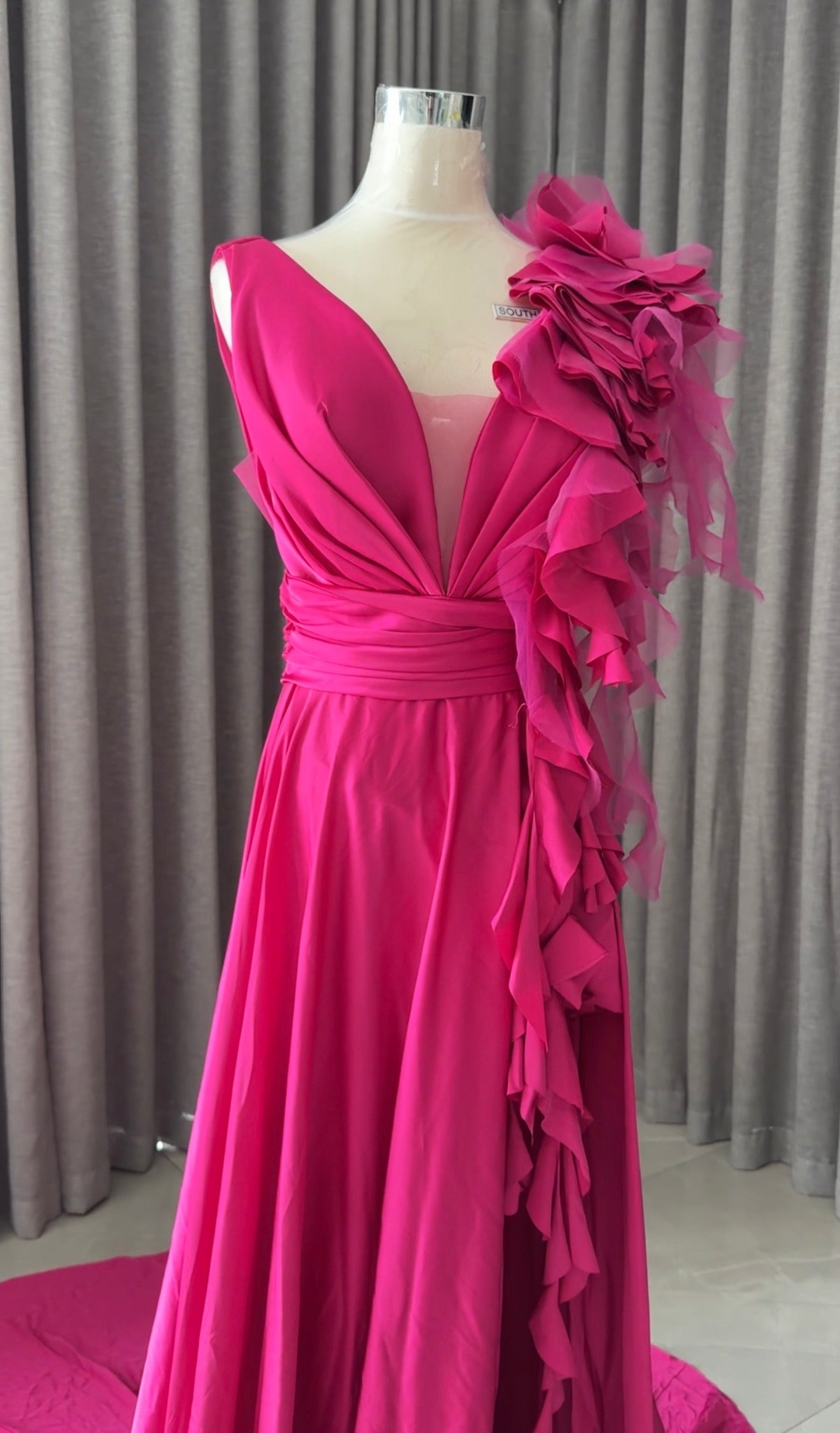 Pink floral bridal dress