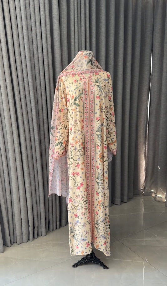 Cream Small Floral Abayah