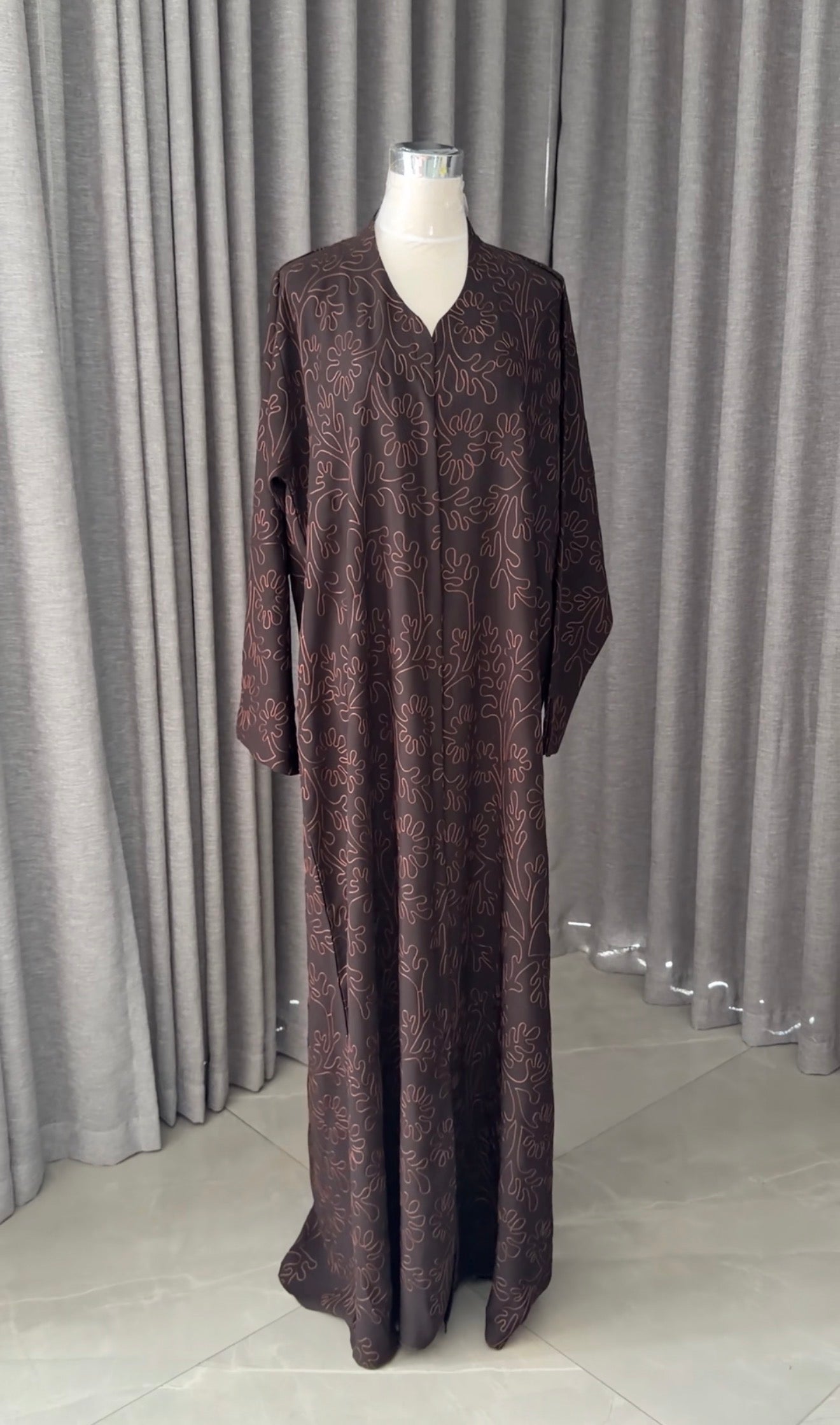 Brown embroidery abayah