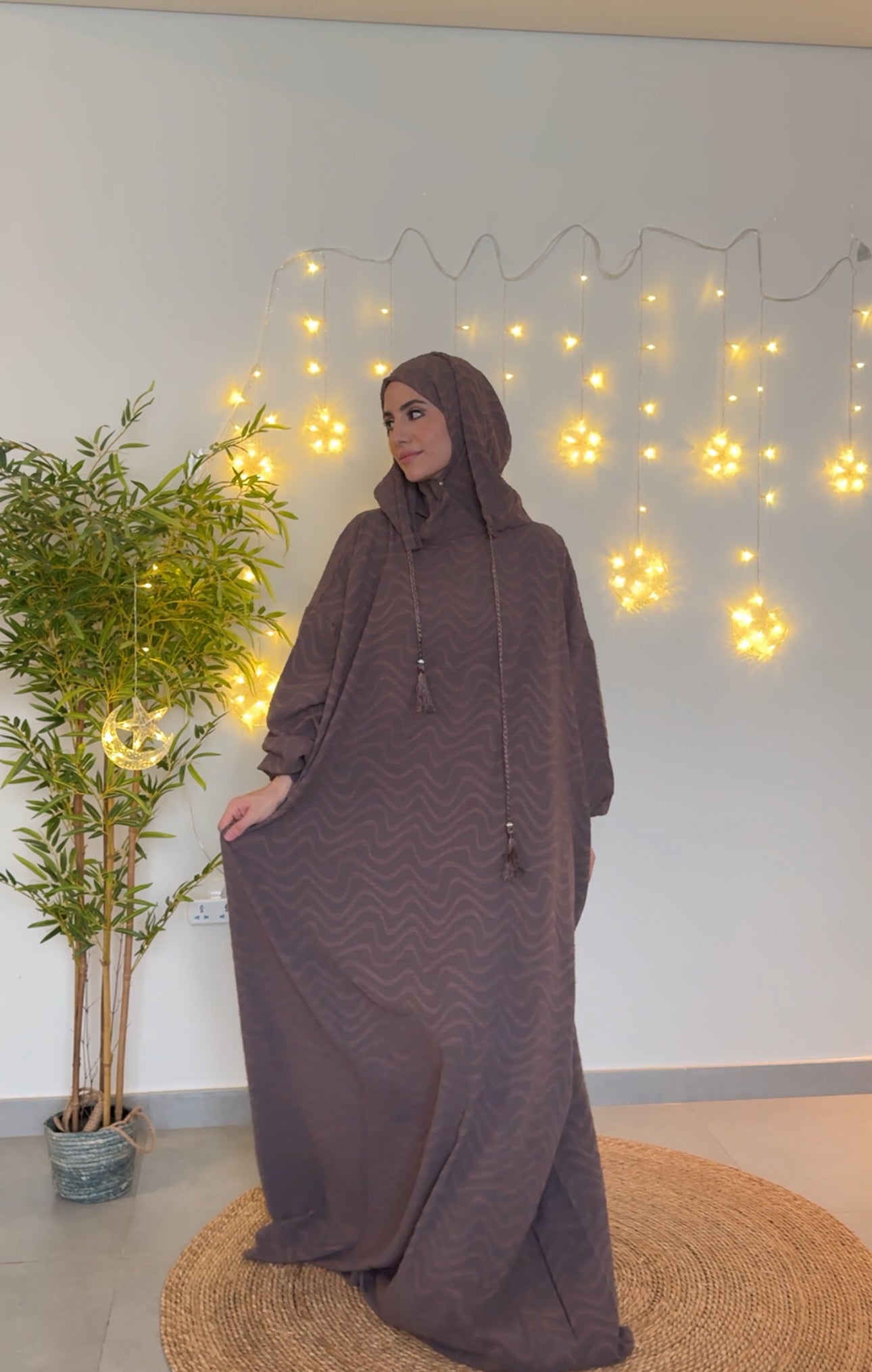 Brown burqa with pattern