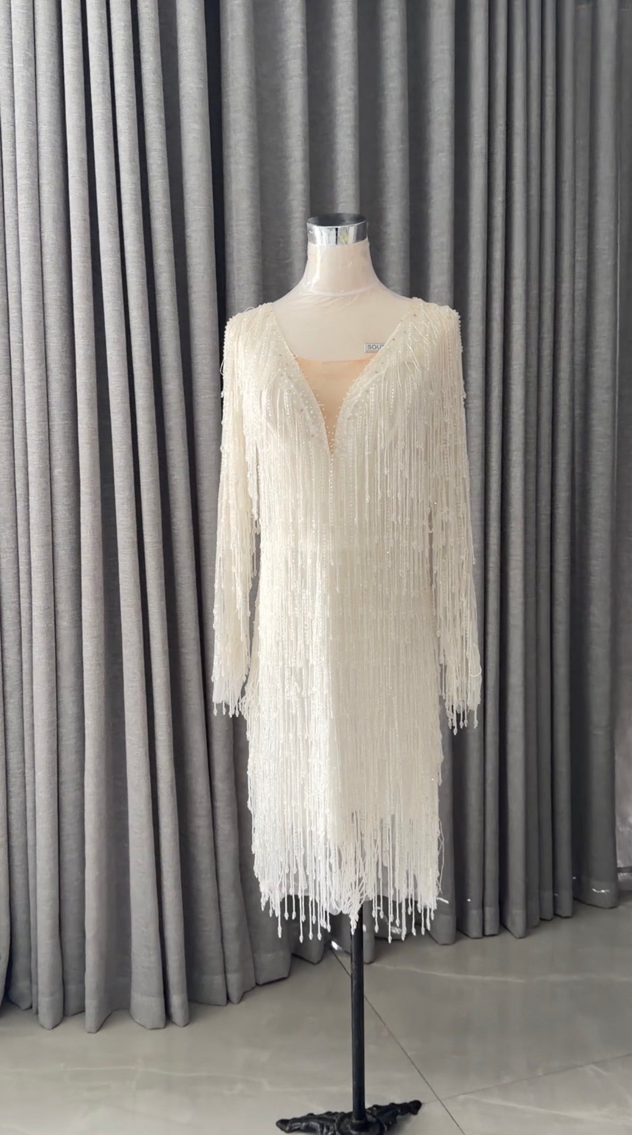 White beaded bridal dress