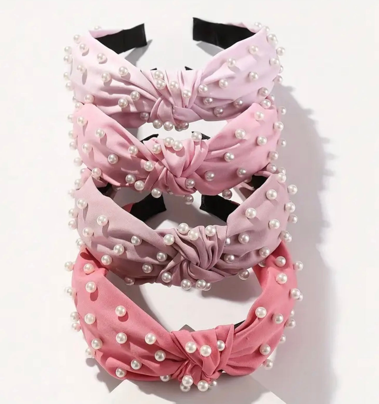 Pink 2 with pearl Beadwork Alice Band