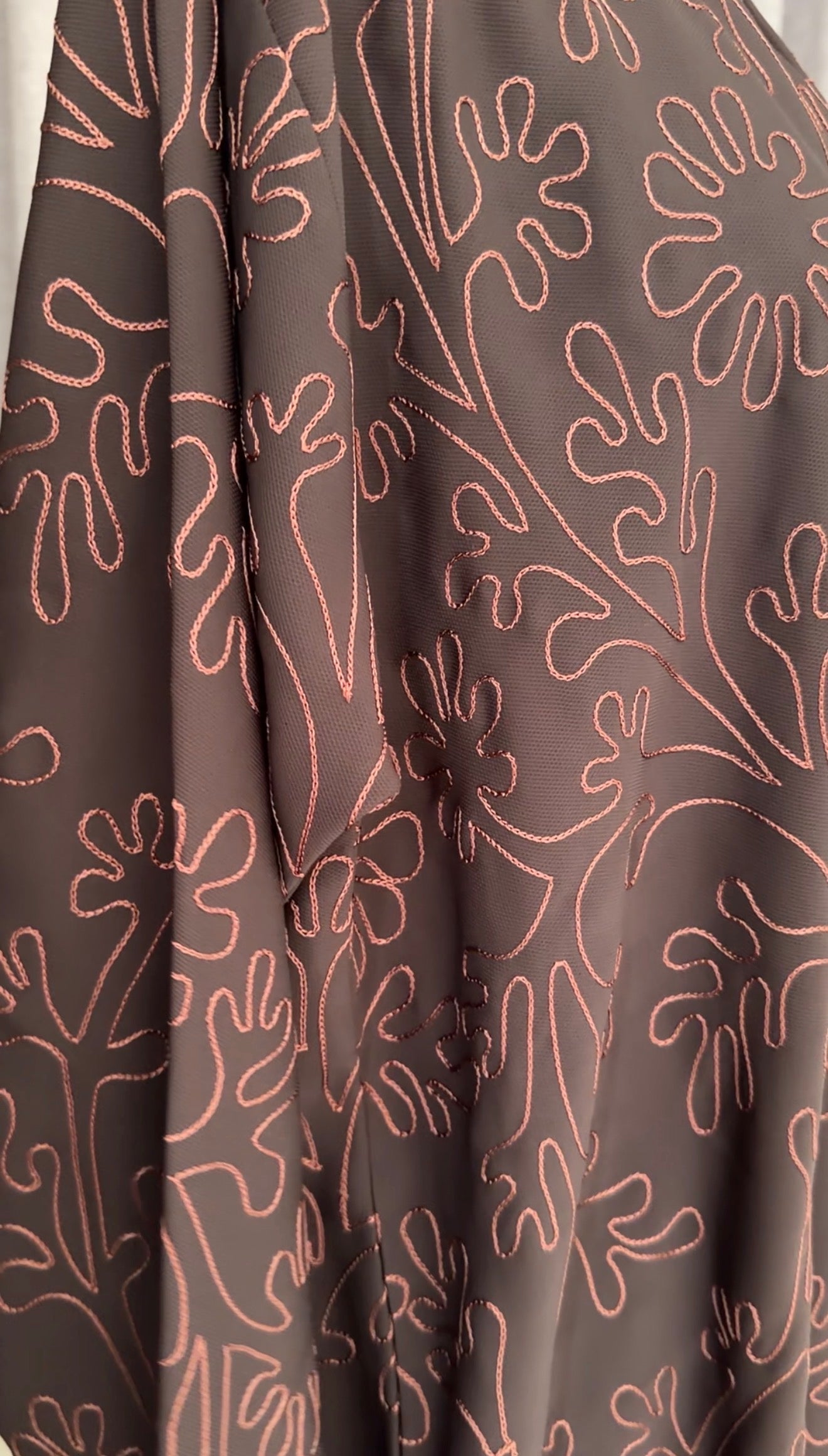 Brown embroidery abayah