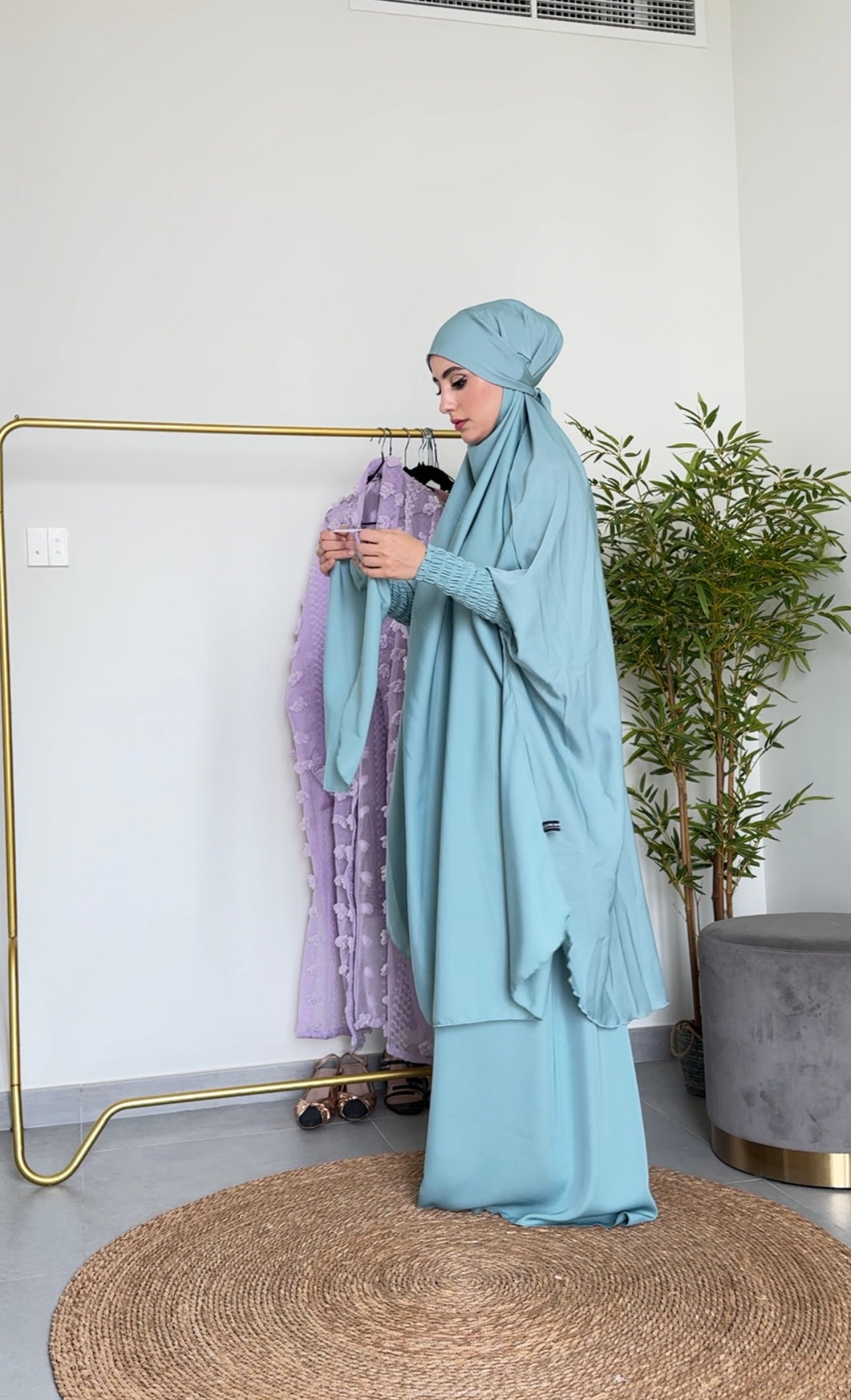 3 piece Sky Blue Jilbab/Khimar with Nikab