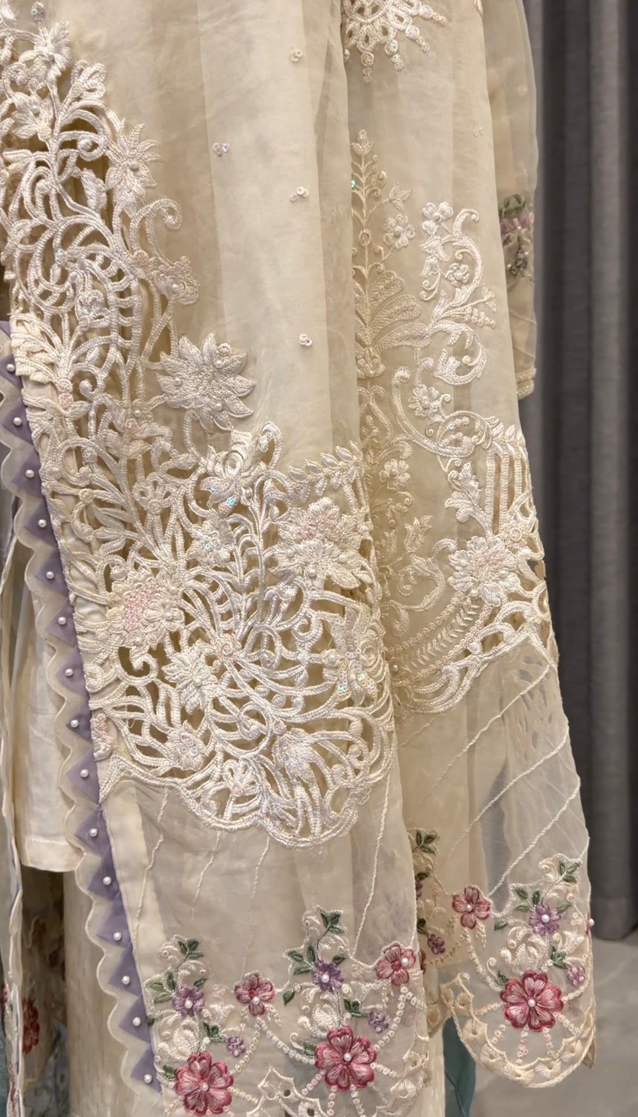 Sari with pants and scarf