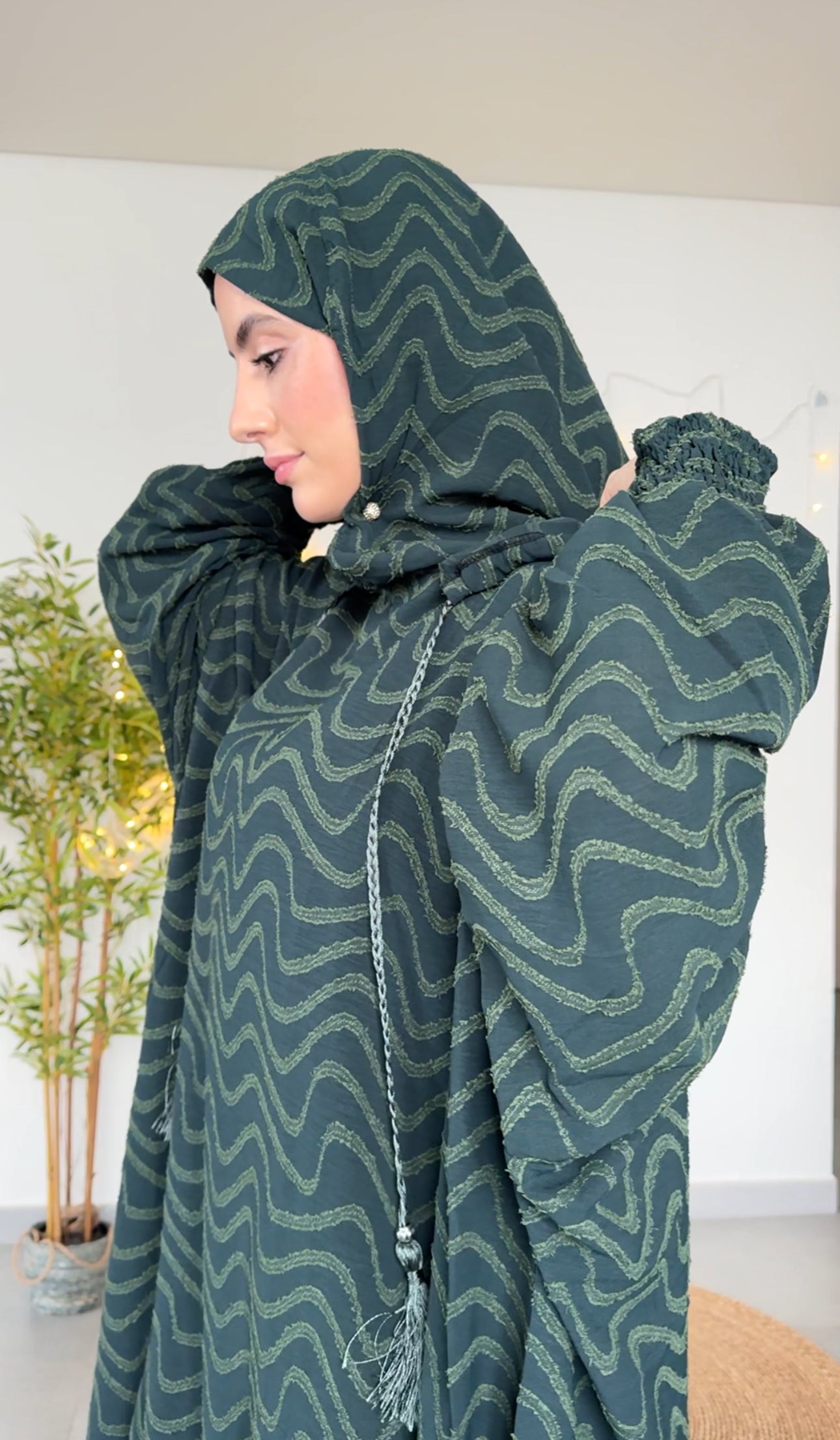 Dark green burqa with pattern