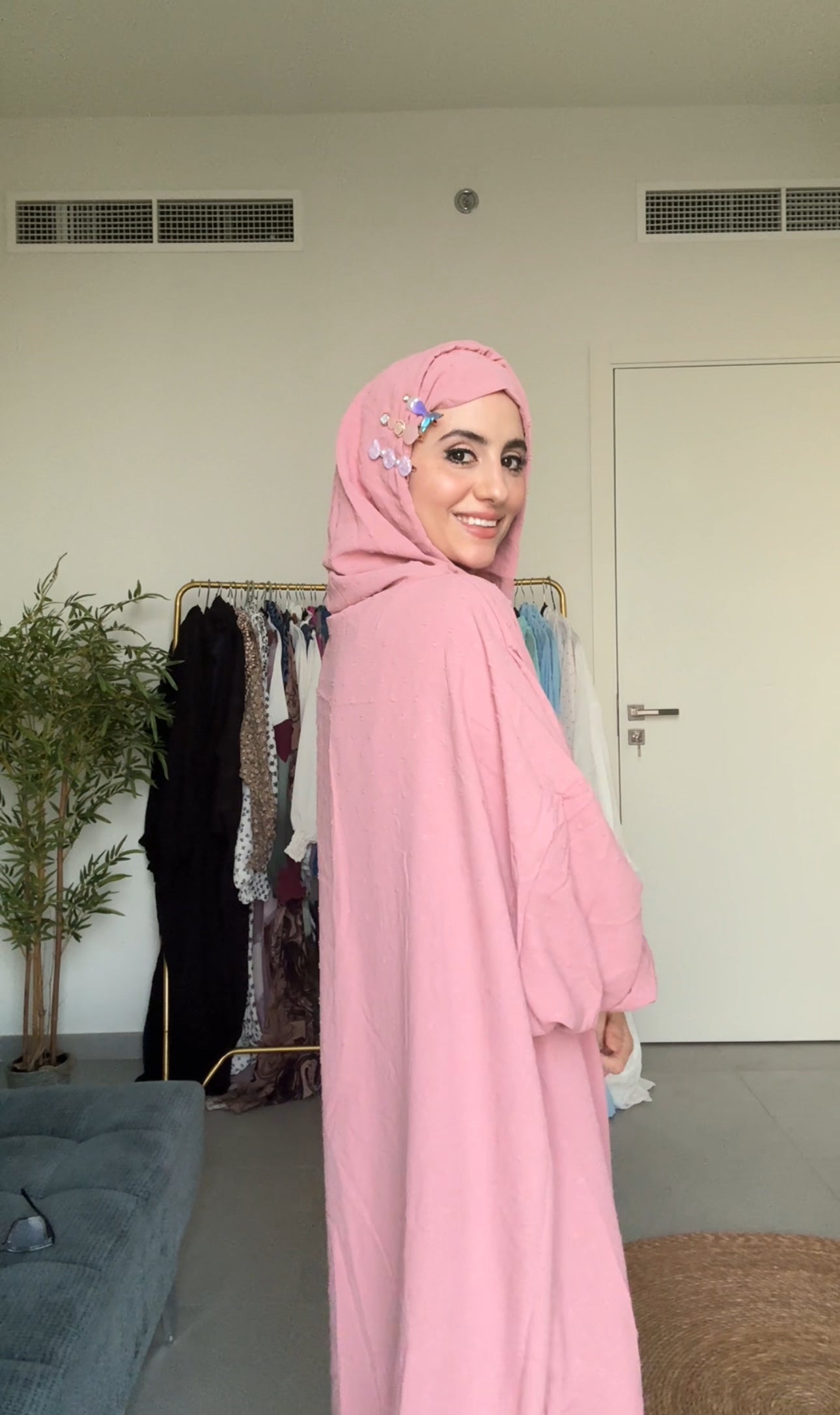 Baby pink burqa with pink dots