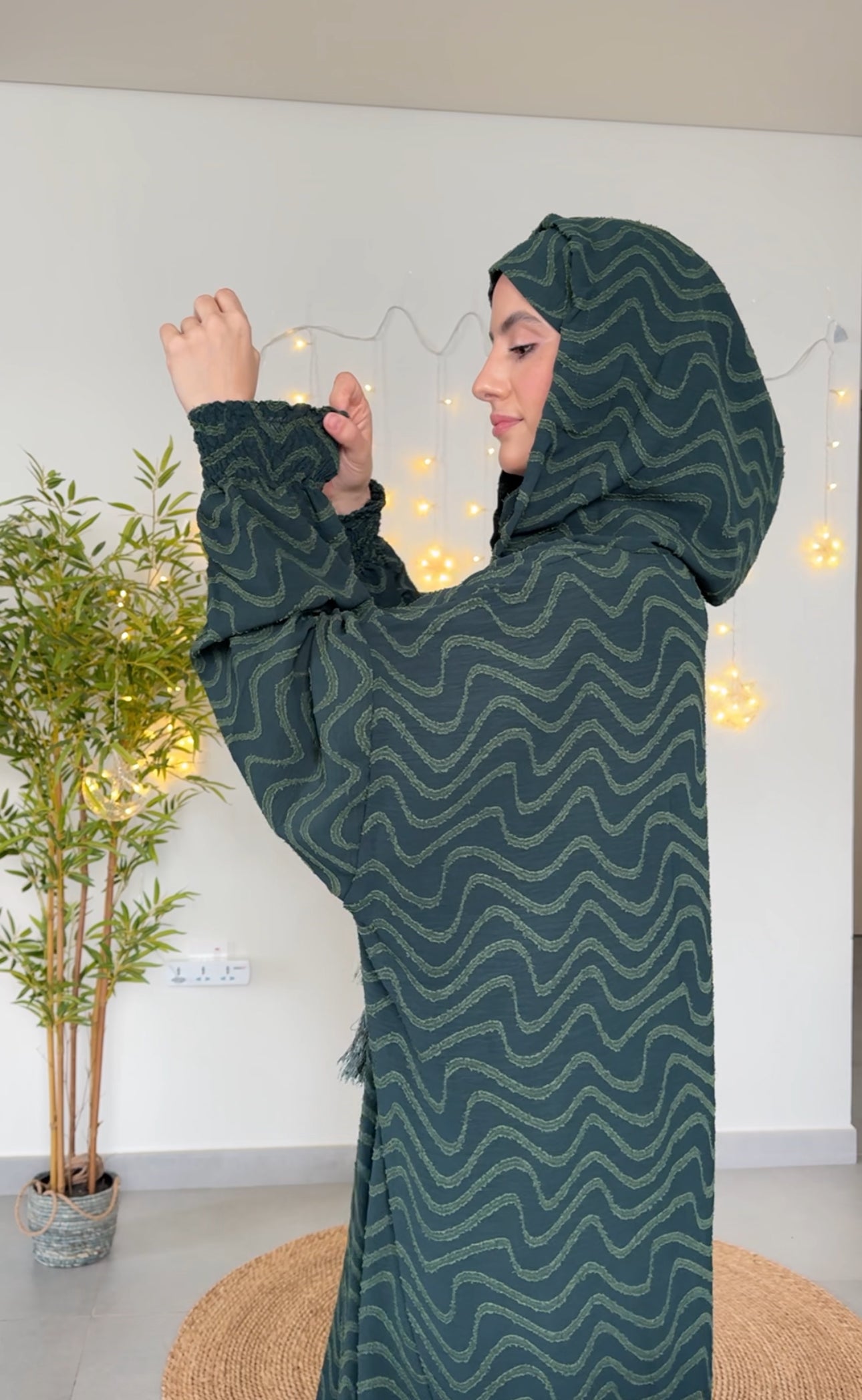 Dark green burqa with pattern