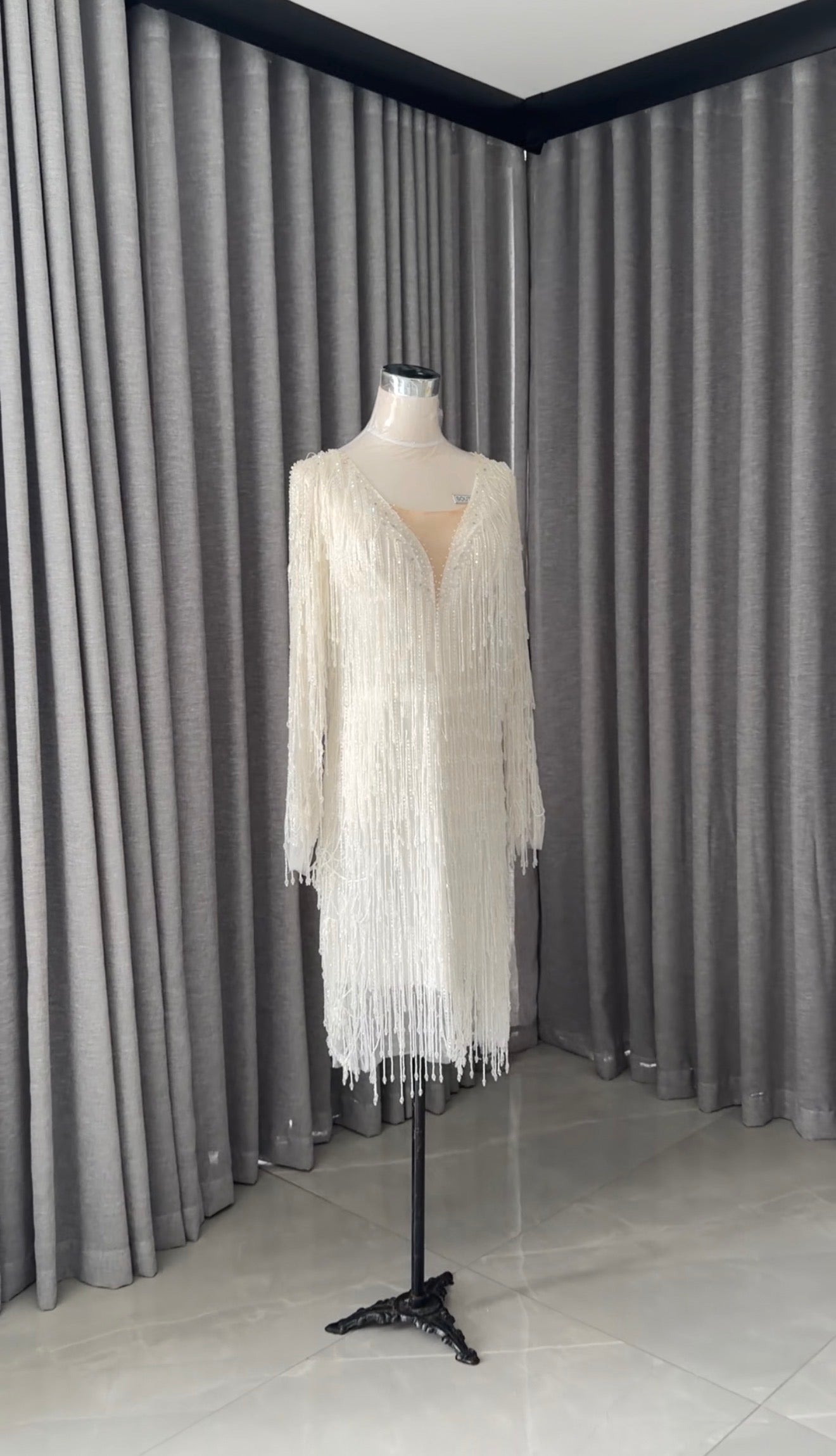 White beaded bridal dress