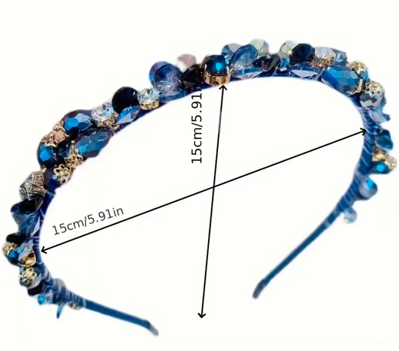 Blue Beaded Alice Band