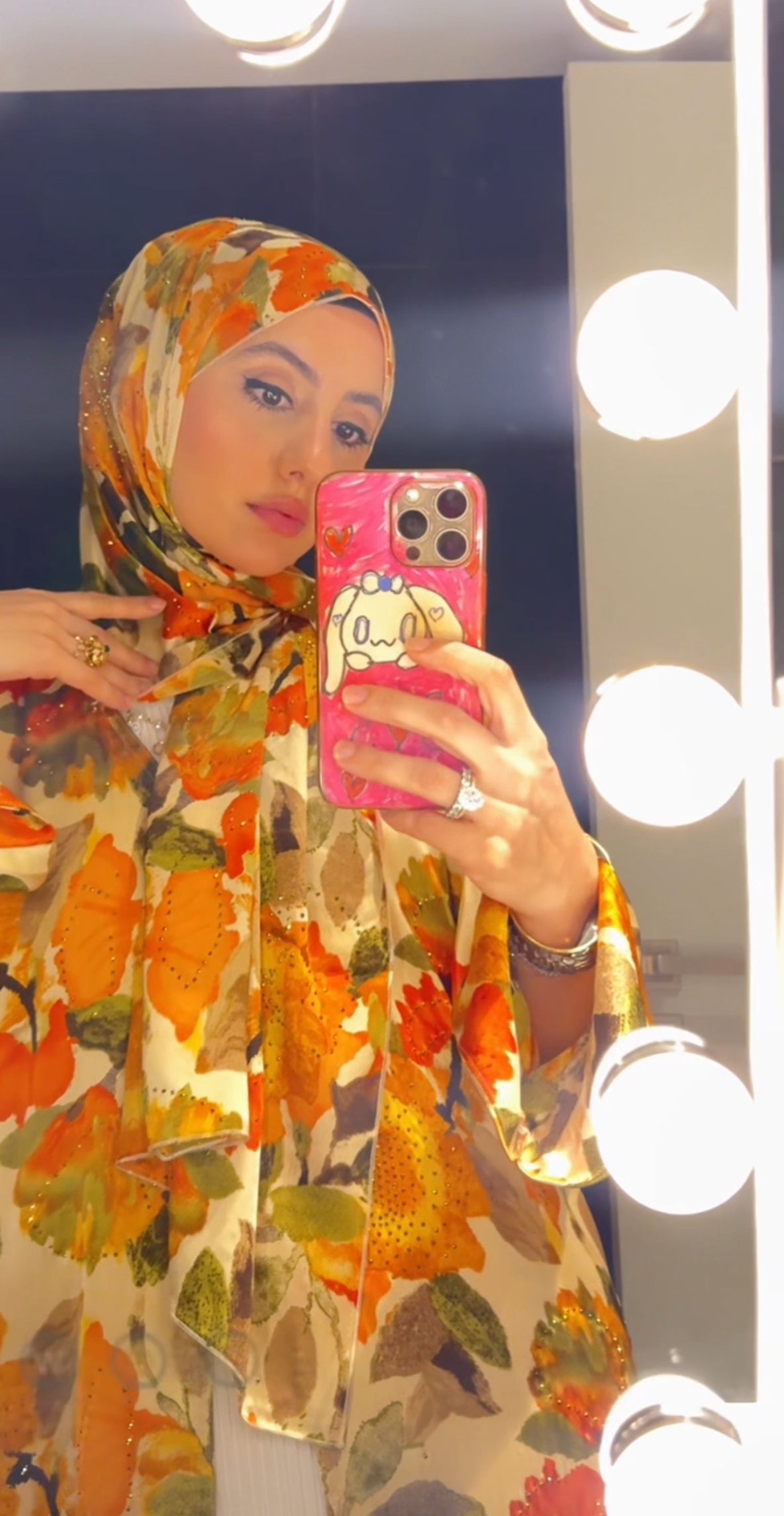 Orange 🍊 floral Abayah with matching scarf