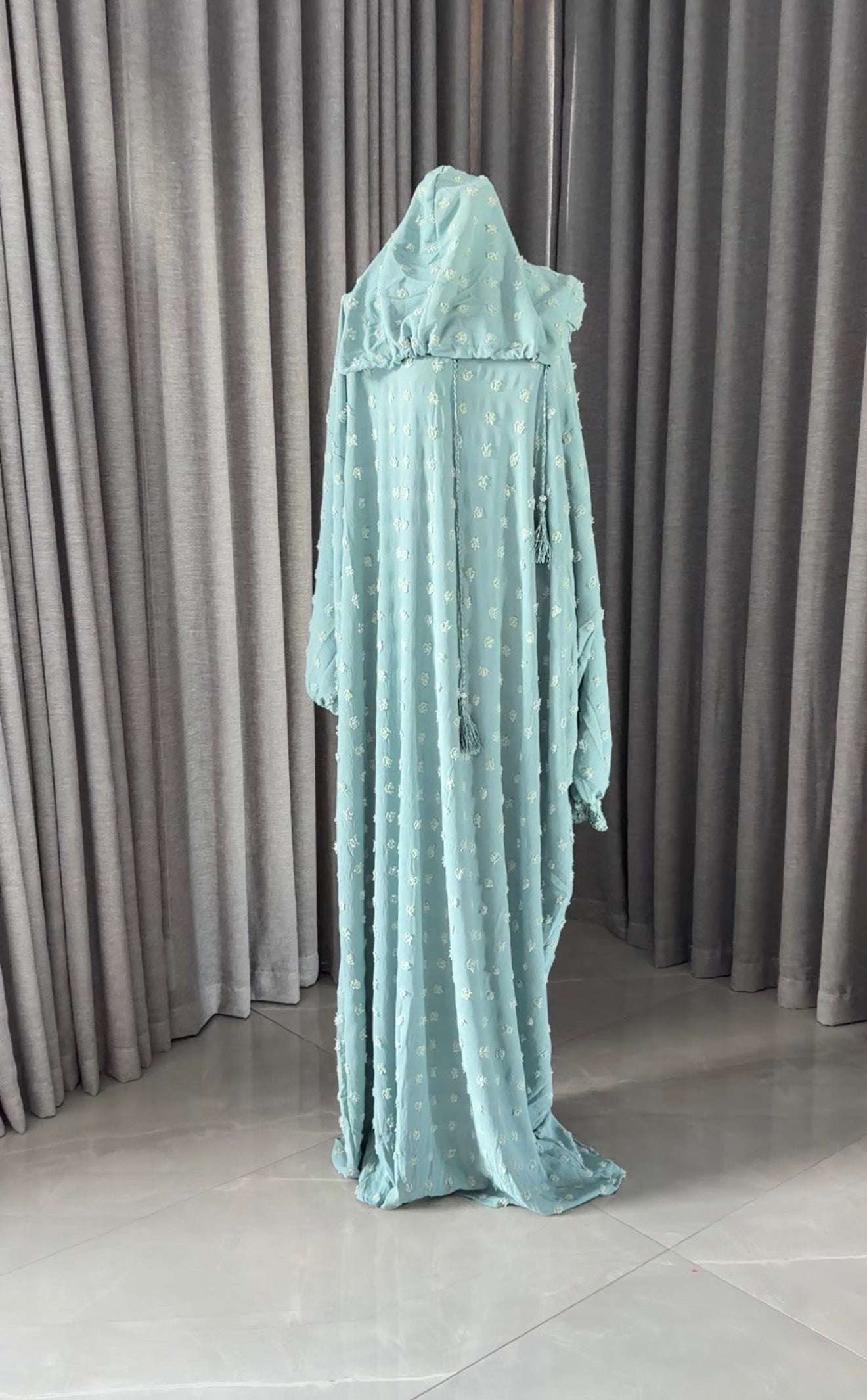 Light blue burqa with big dots