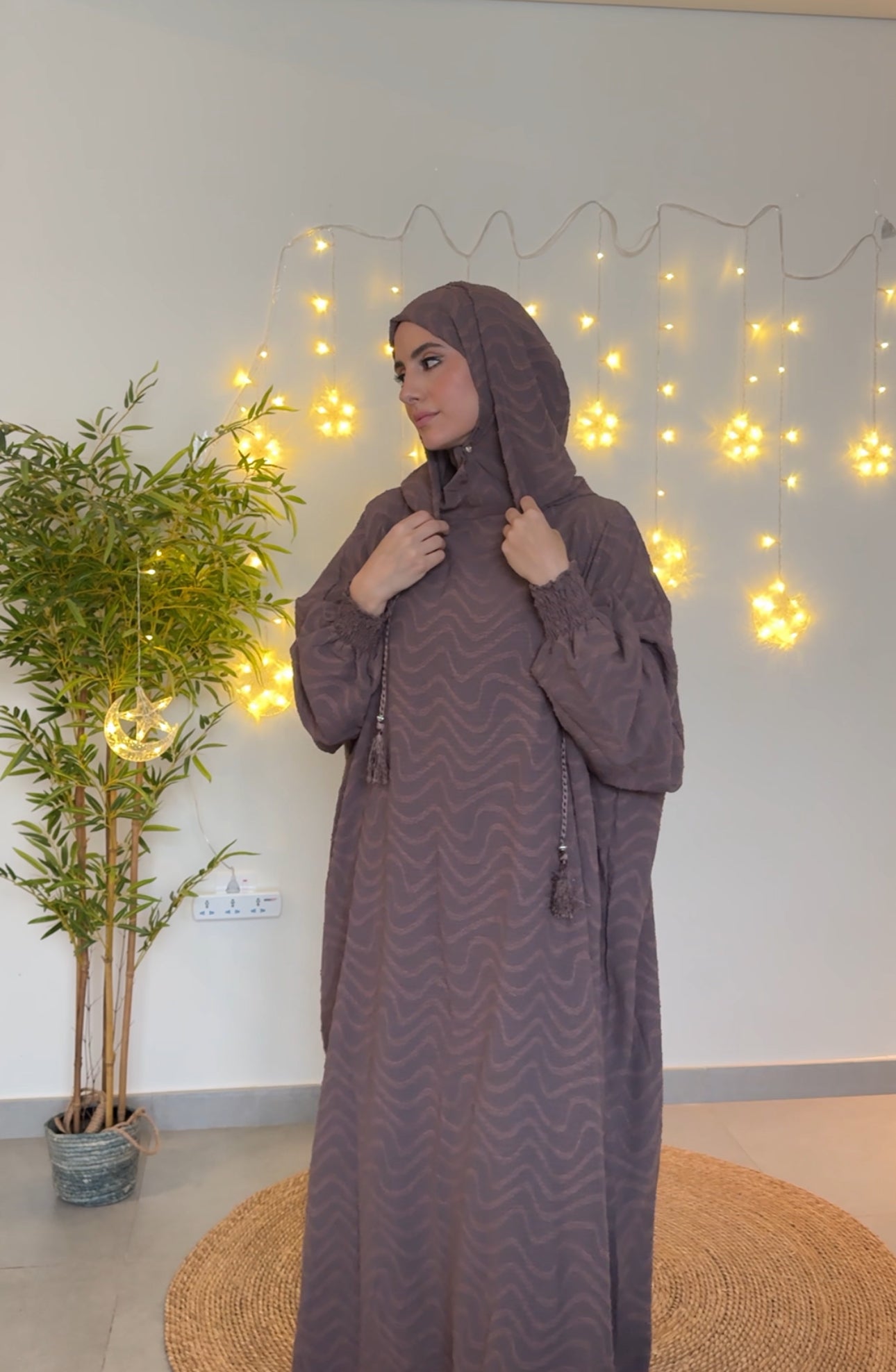 Brown burqa with pattern