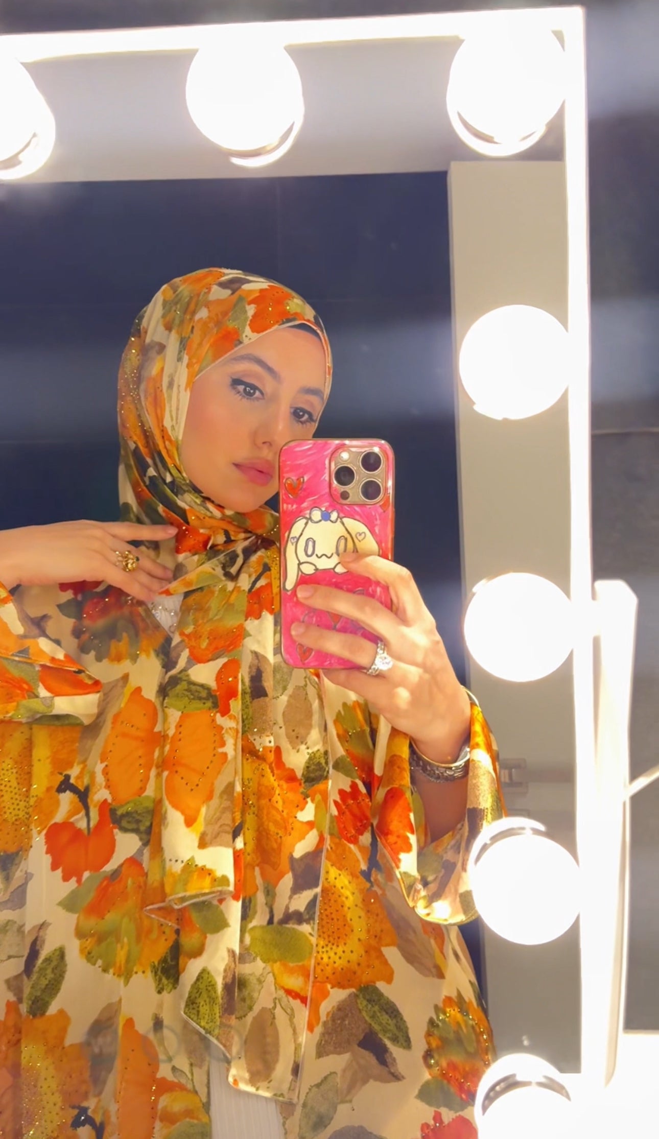 Orange 🍊 floral Abayah with matching scarf