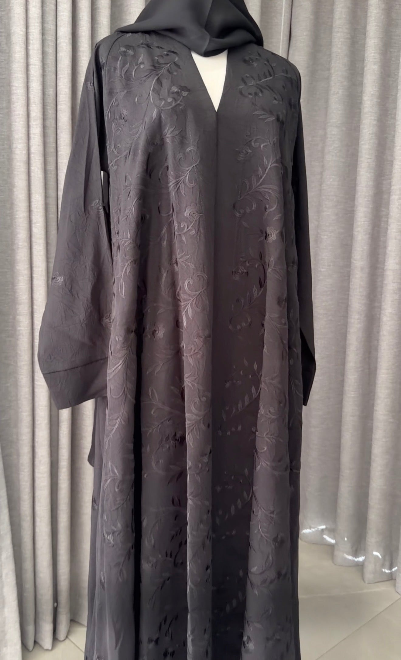 Black embroidery abayah