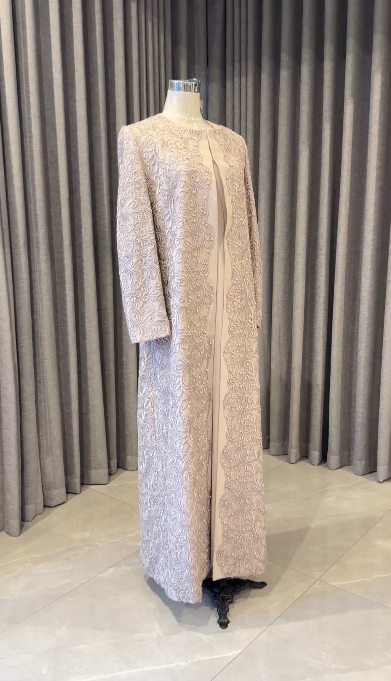 Beige handwork bridal outfit with inner