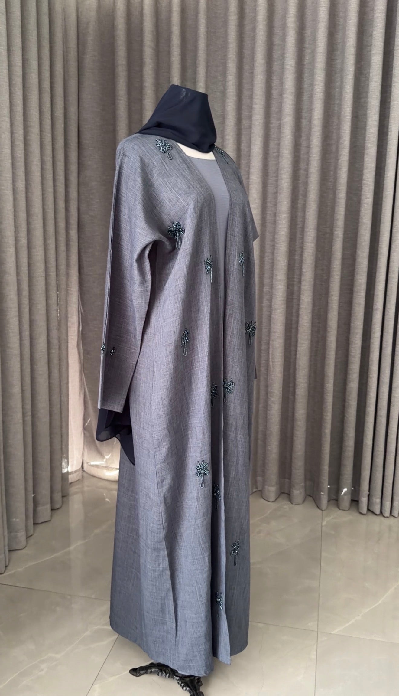 Navy Butterfly Abayah