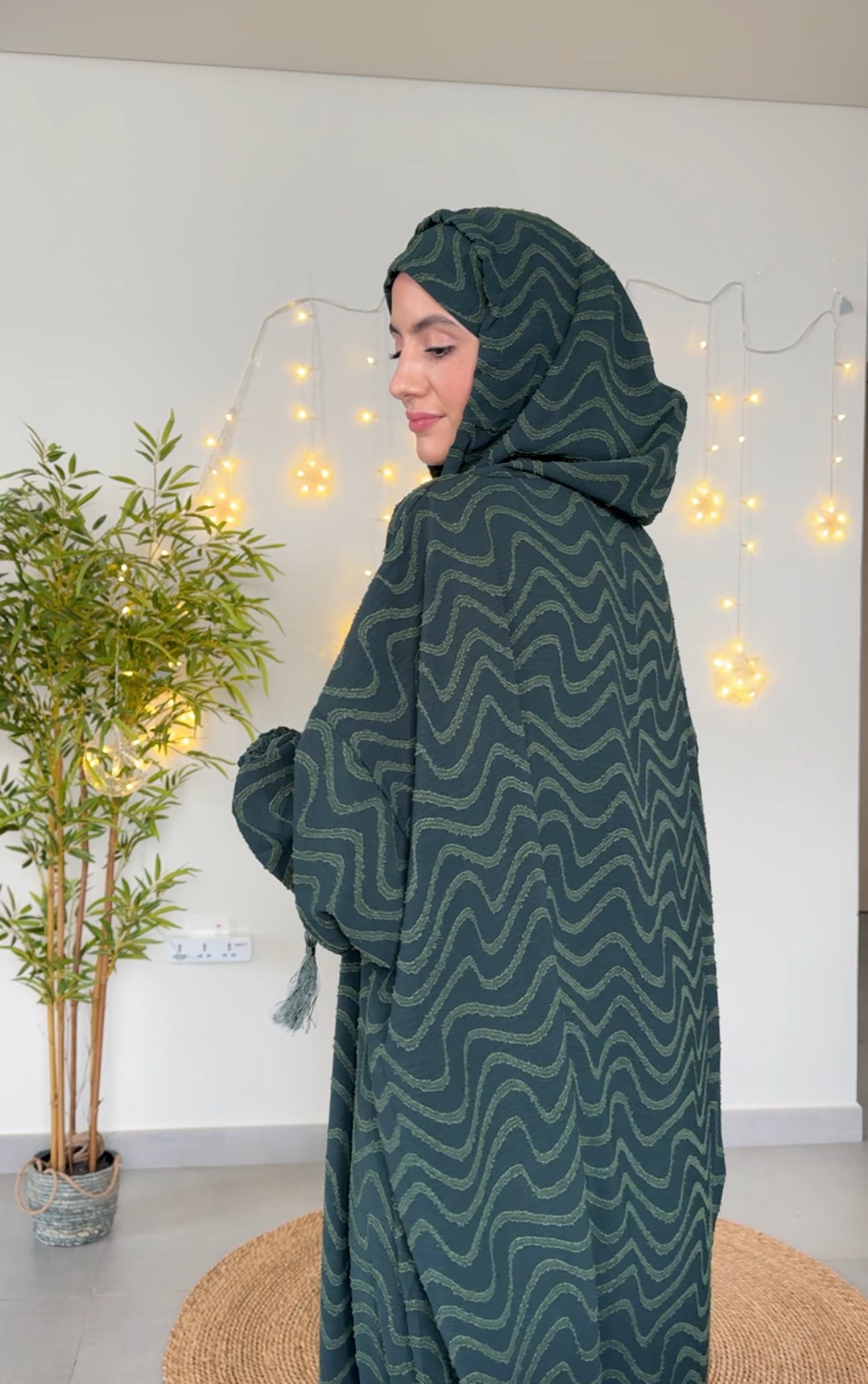 Dark green burqa with pattern