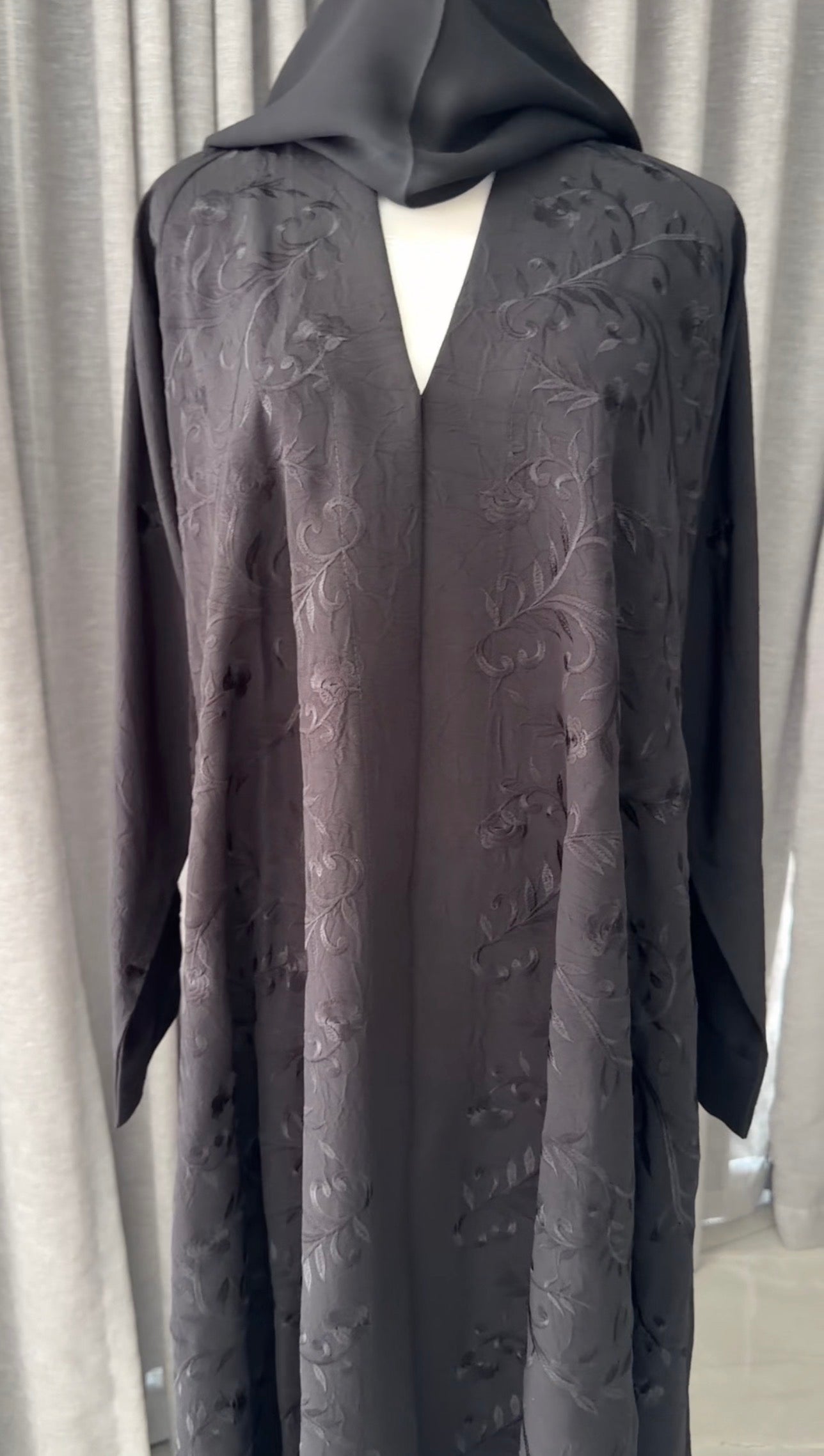Black embroidery abayah