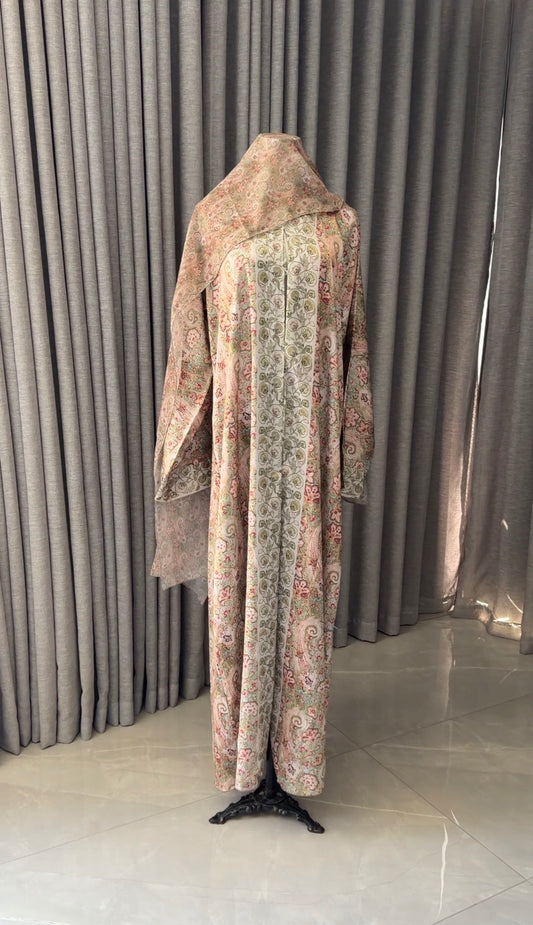 Green and Brown Floral Abayah