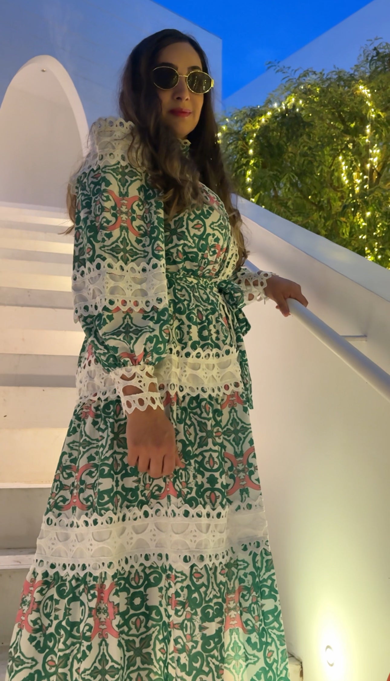 Green lace dress