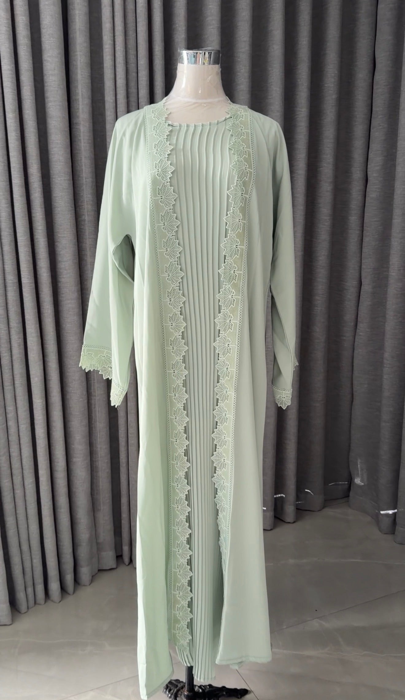 Green Lace Abayah with Inner and Belt