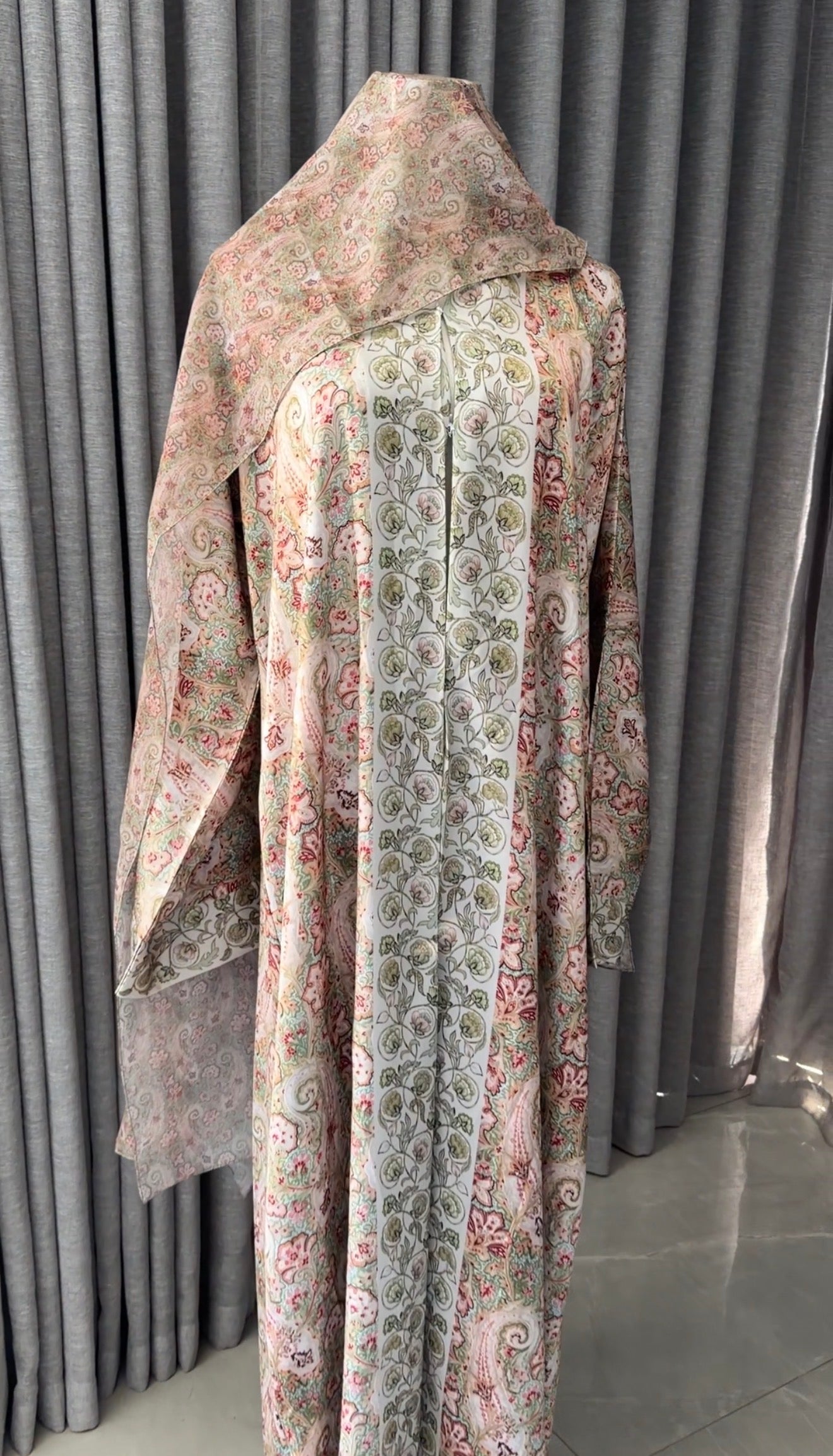 Green and Brown Floral Abayah