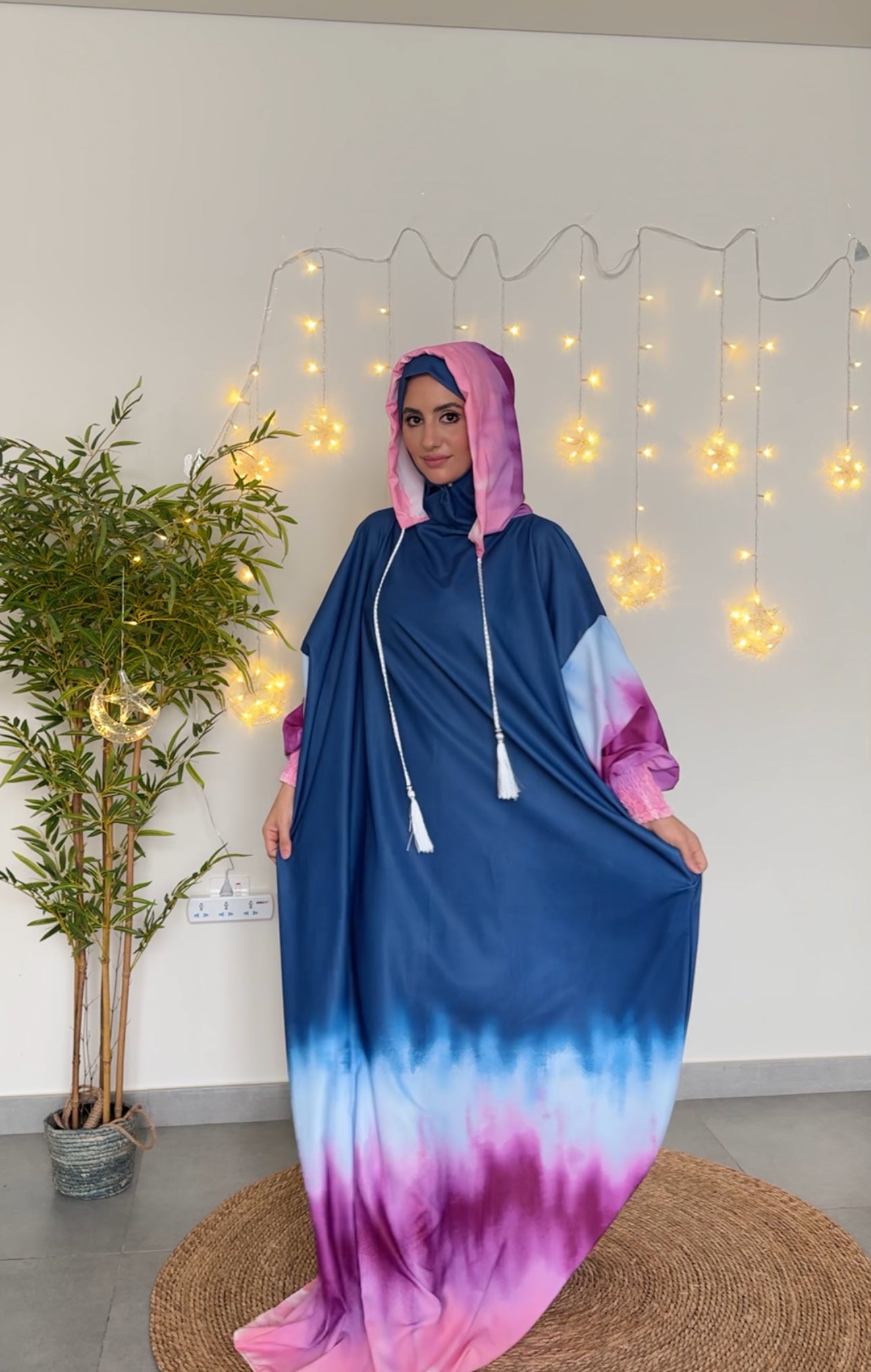 Blue with pink dye burqa