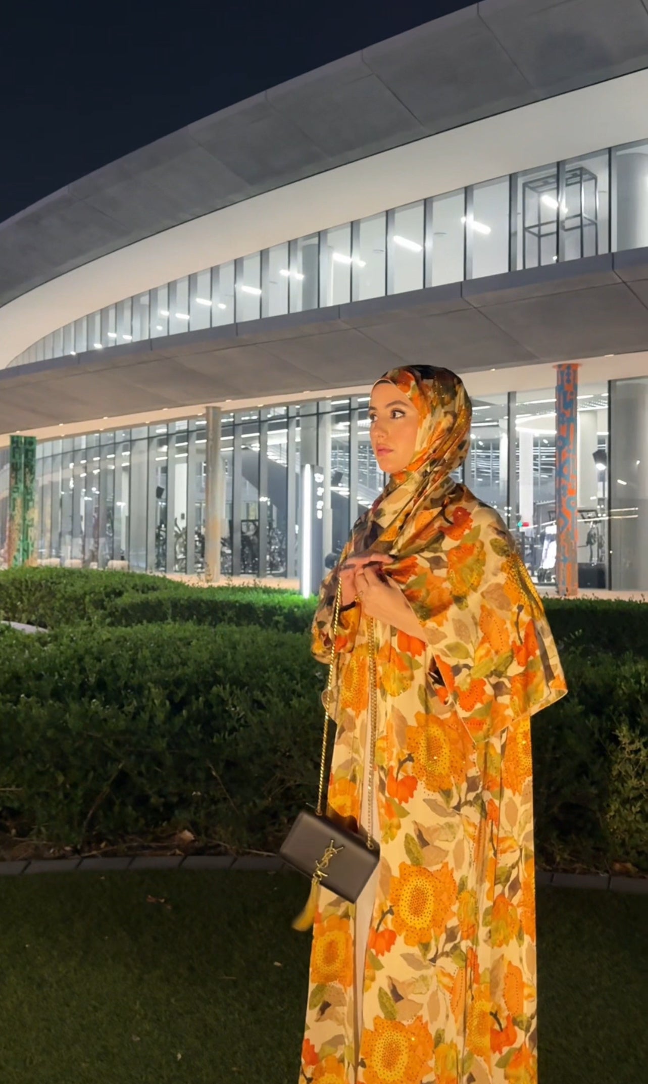 Orange 🍊 floral Abayah with matching scarf