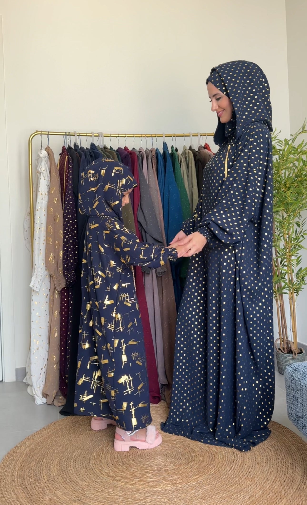 Kids navy burqa with gold