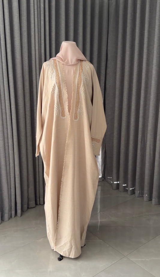 Beige Palm Beaded Abayah