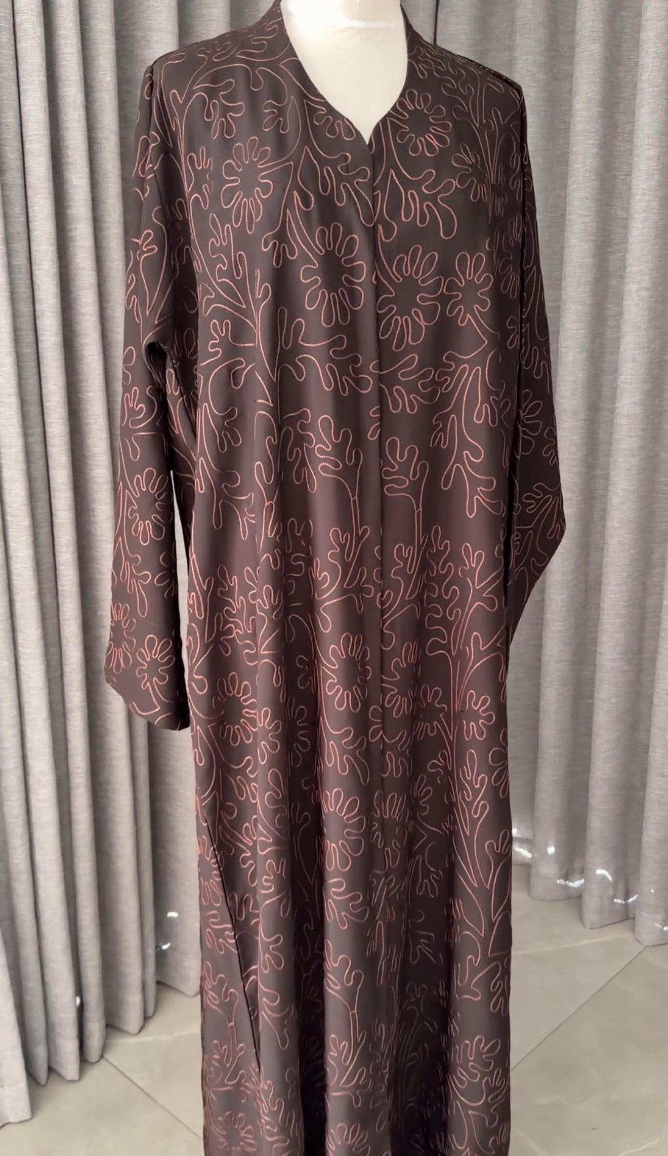 Brown embroidery abayah