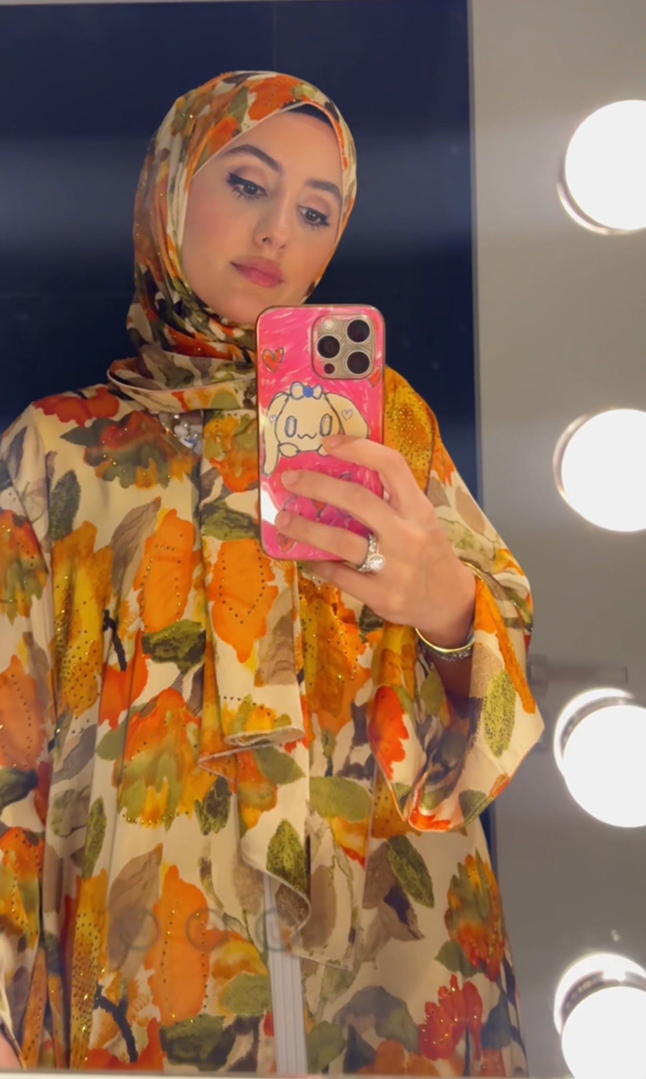 Orange 🍊 floral Abayah with matching scarf