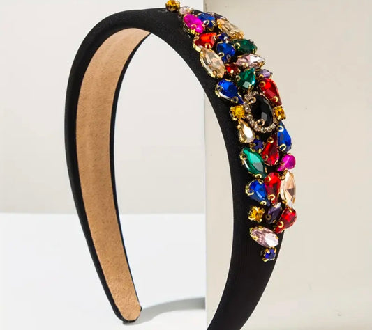 Black Colourful Beadwork Alice Band