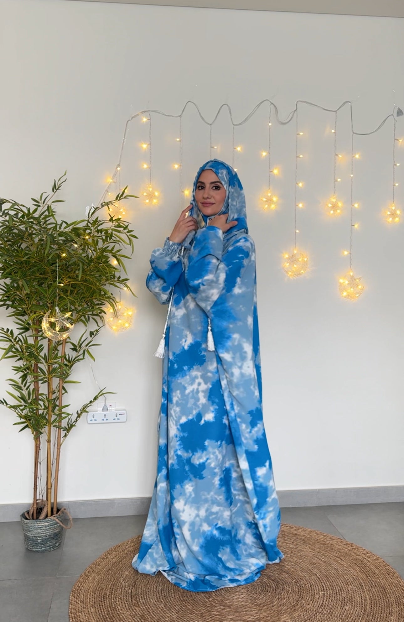 Light blue cloud burqa