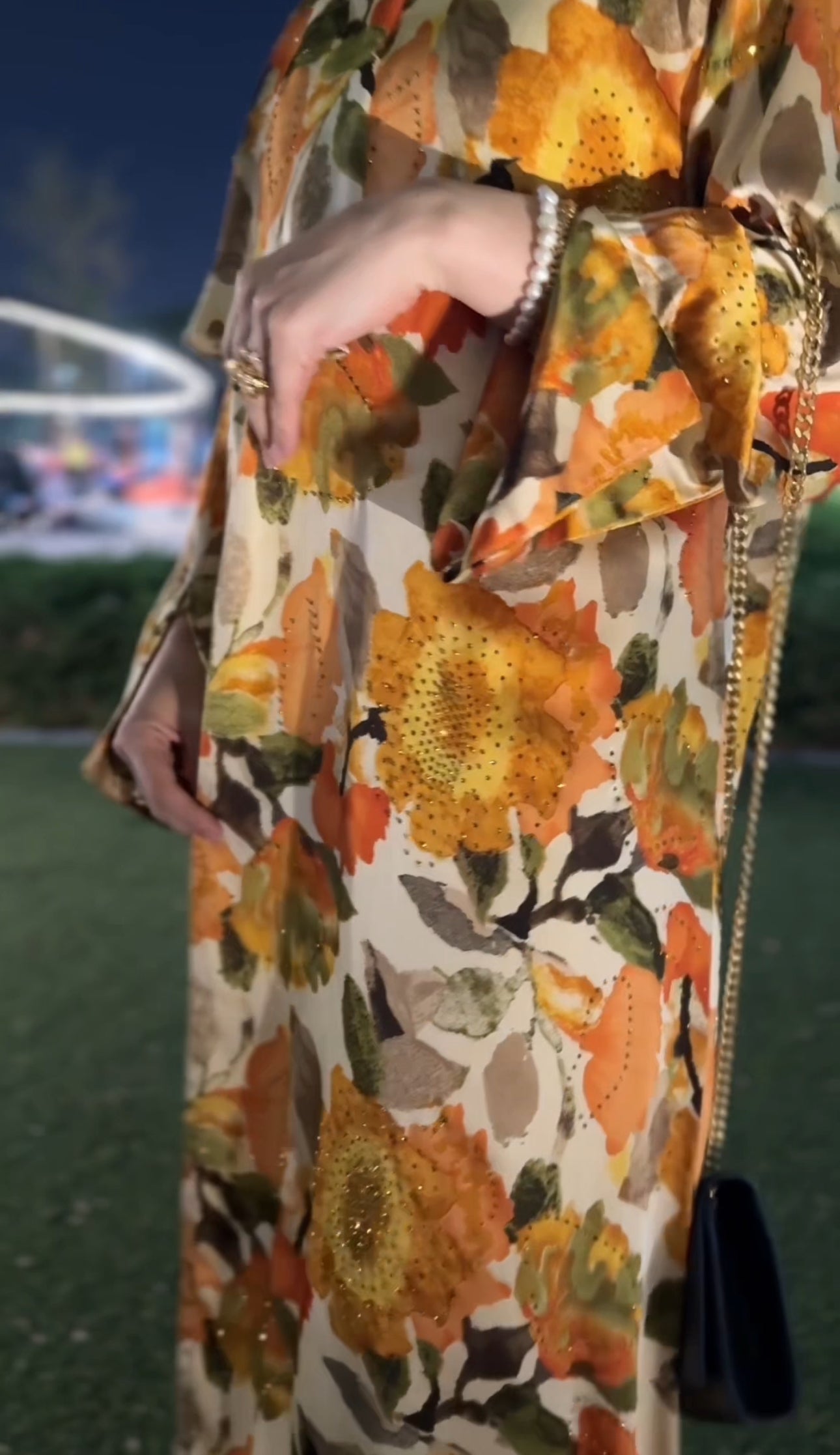 Orange 🍊 floral Abayah with matching scarf