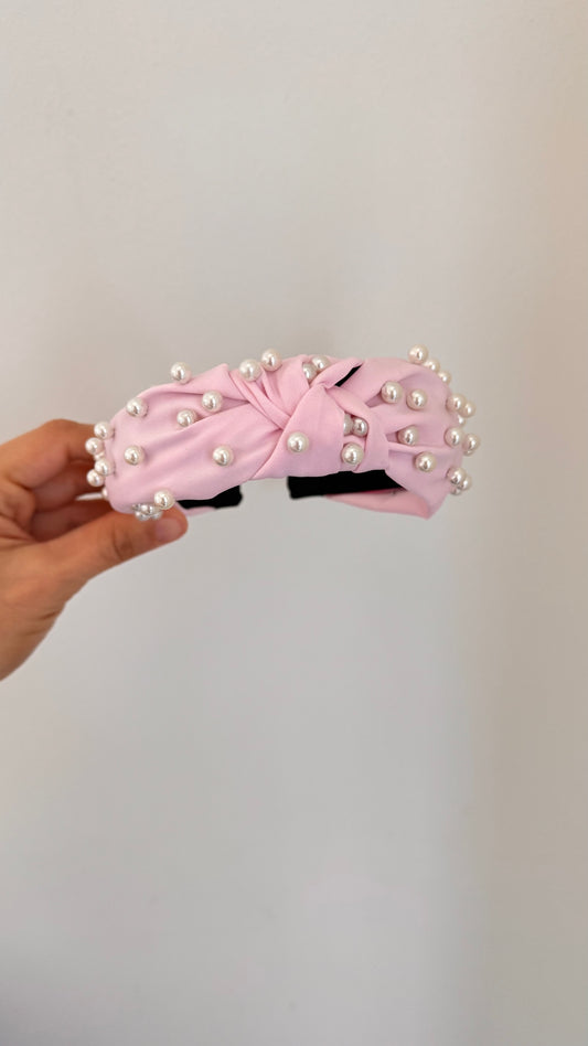 Pink 3 with pearl Beadwork Alice Band