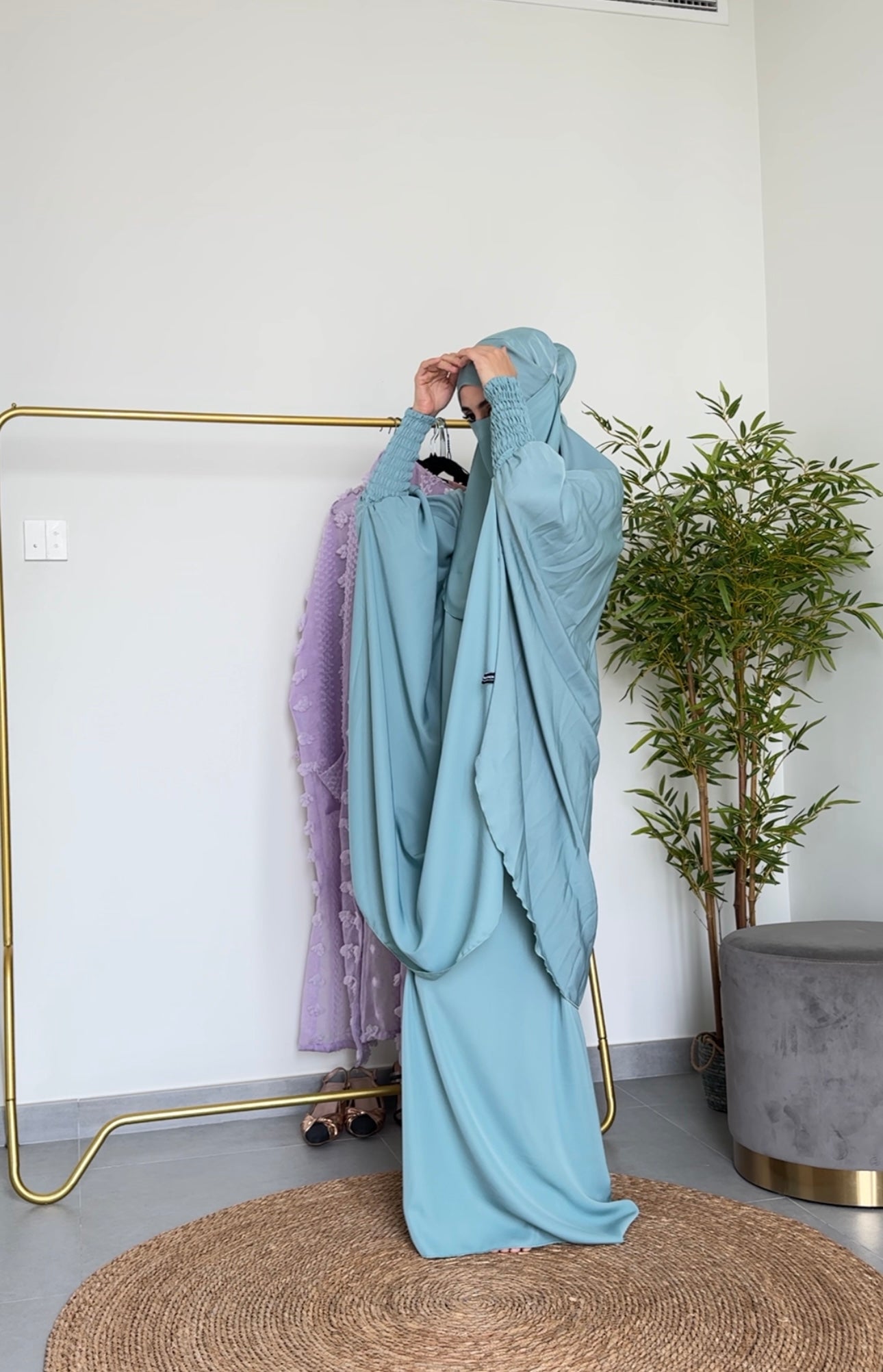 3 piece Sky Blue Jilbab/Khimar with Nikab