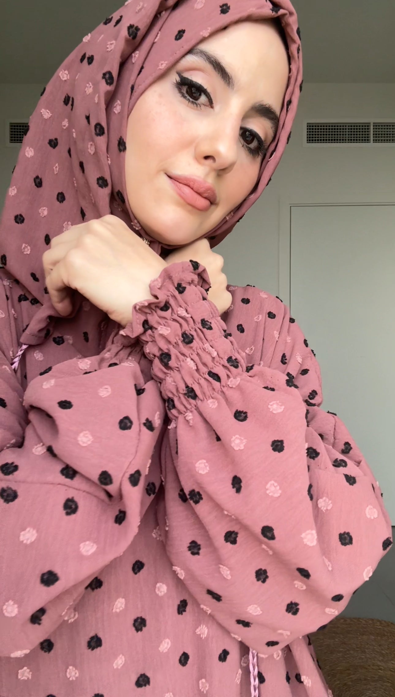 Charisma Coral burqa with black dots