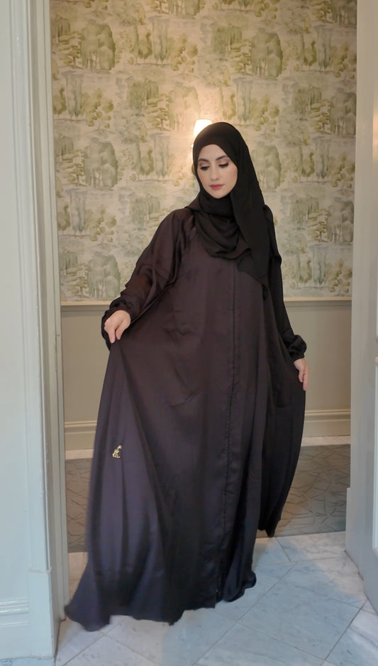 Dark Brown flow Abayah with attached hijab