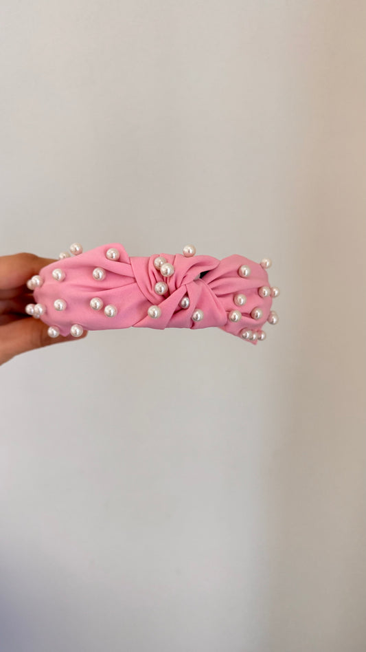 Pink 4 with pearl Beadwork Alice Band