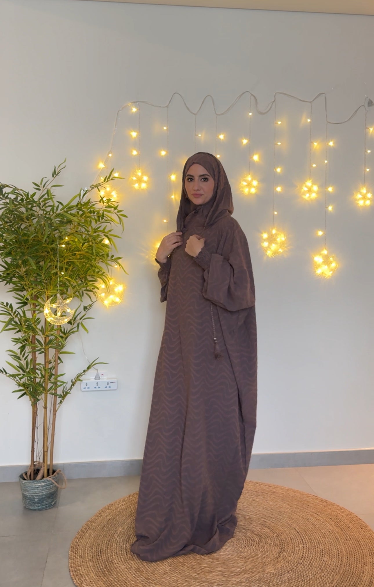 Brown burqa with pattern