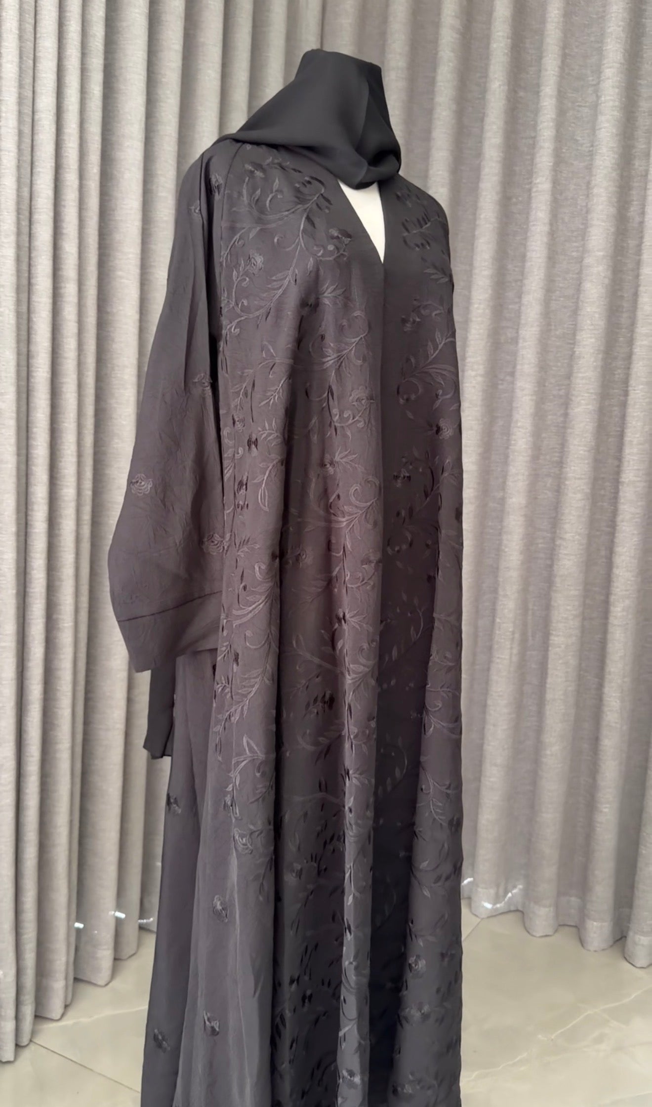 Black embroidery abayah