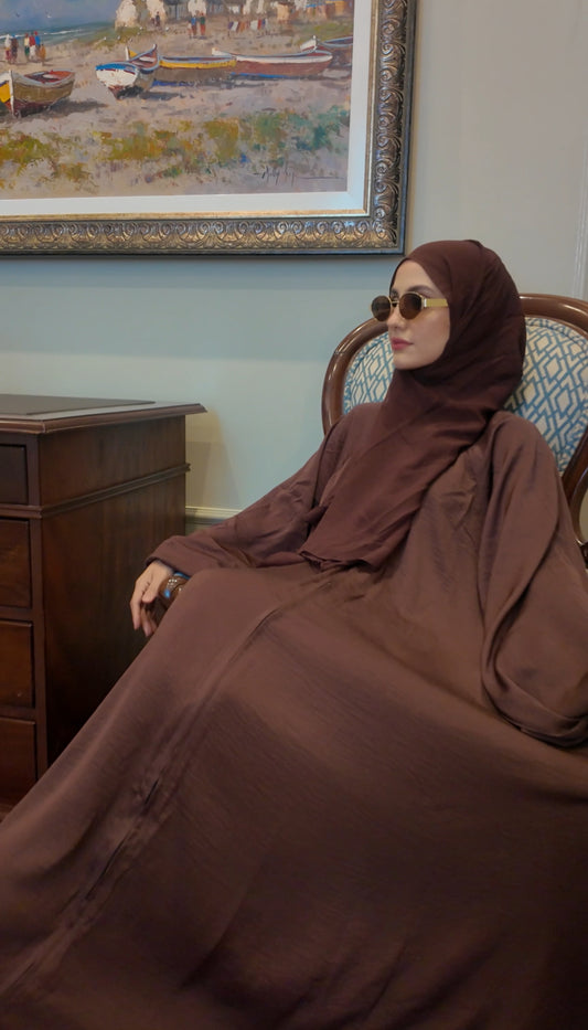 Chestnut Brown flow Abayah with attached hijab