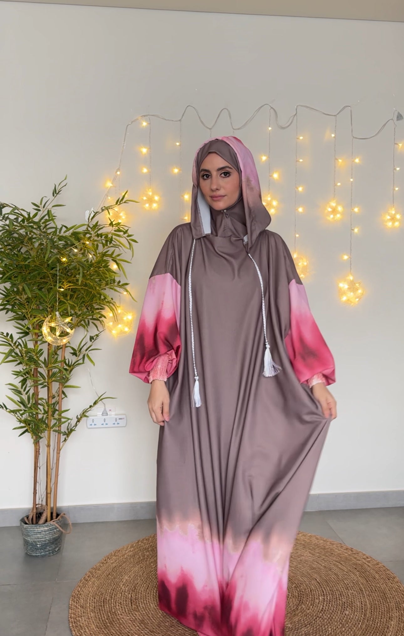 Pink and brown dye burqa