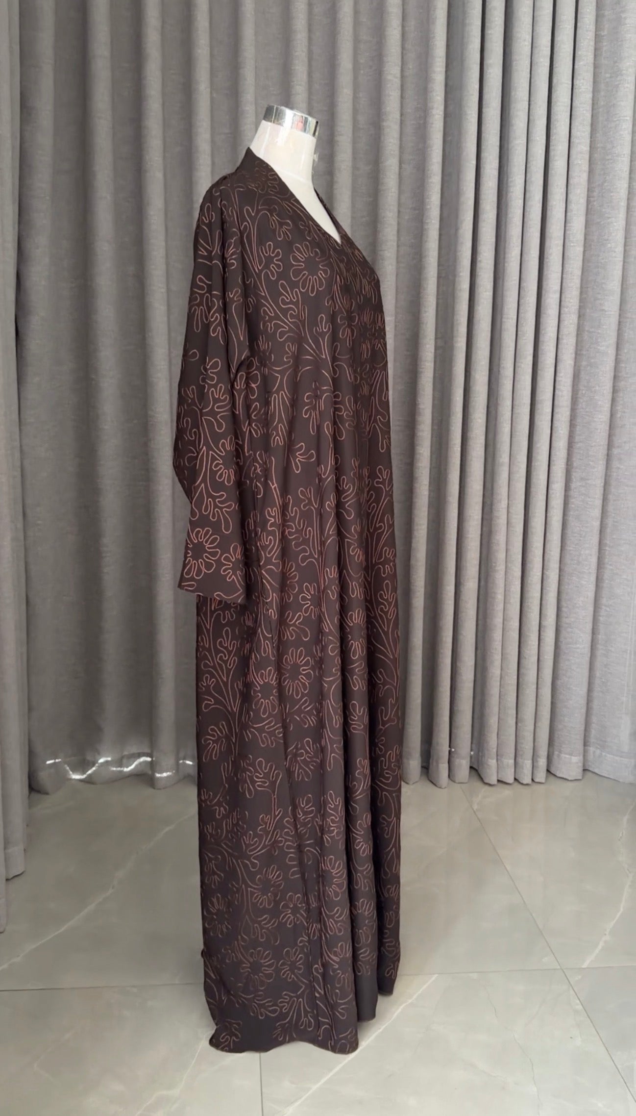 Brown embroidery abayah