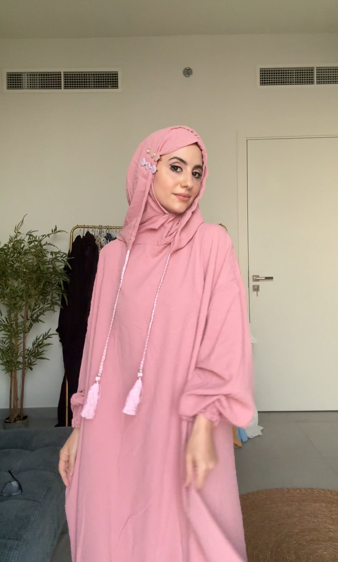 Baby pink burqa with pink dots