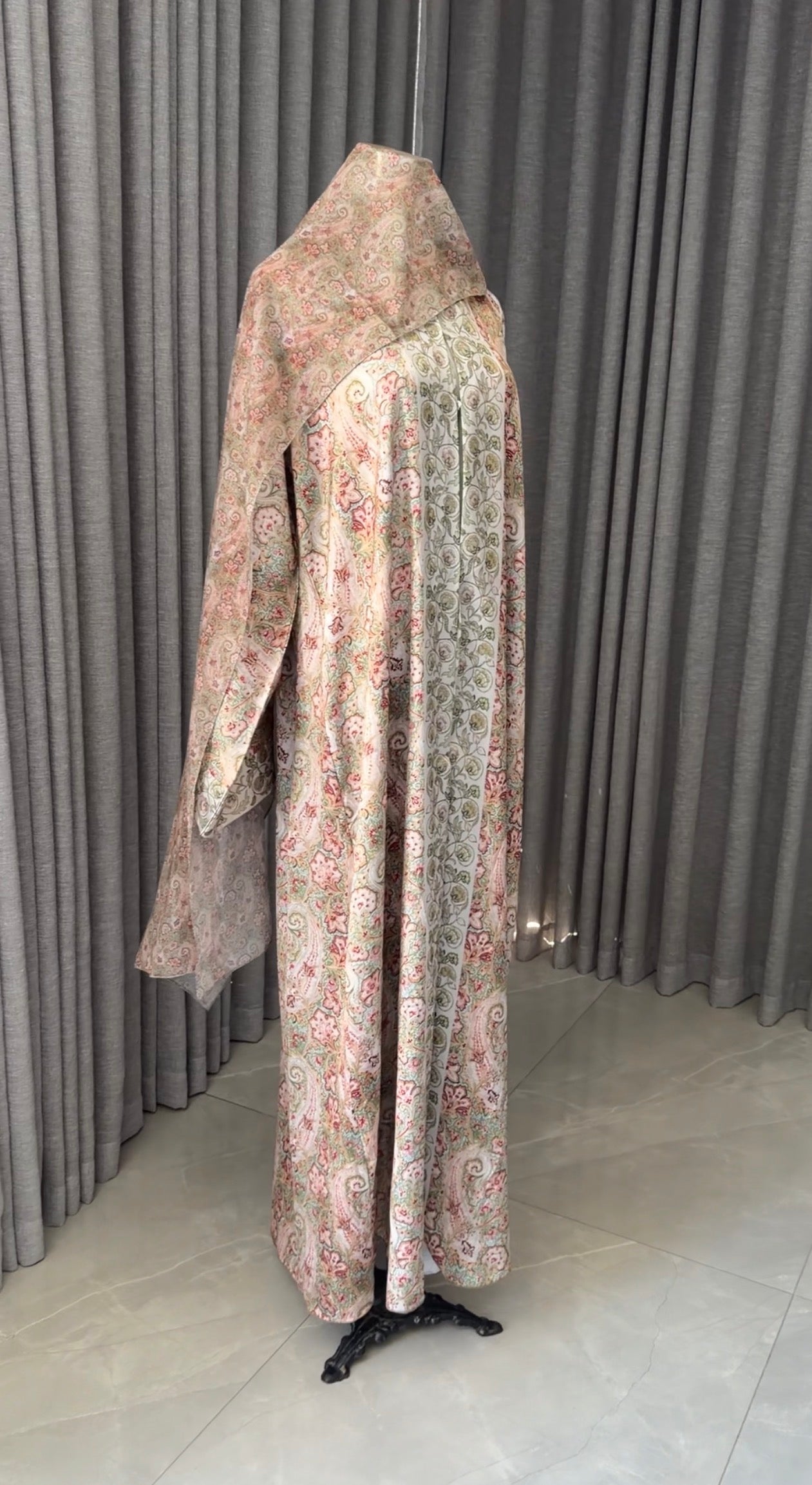 Green and Brown Floral Abayah