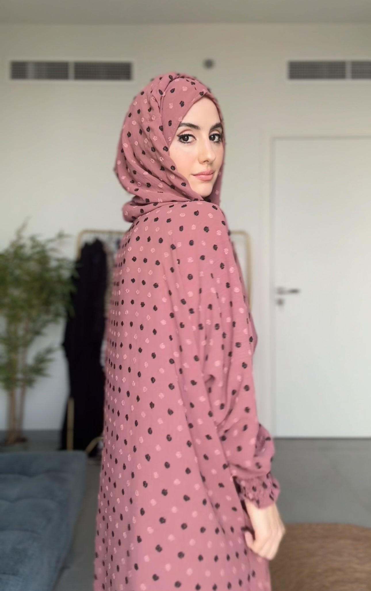 Charisma Coral burqa with black dots